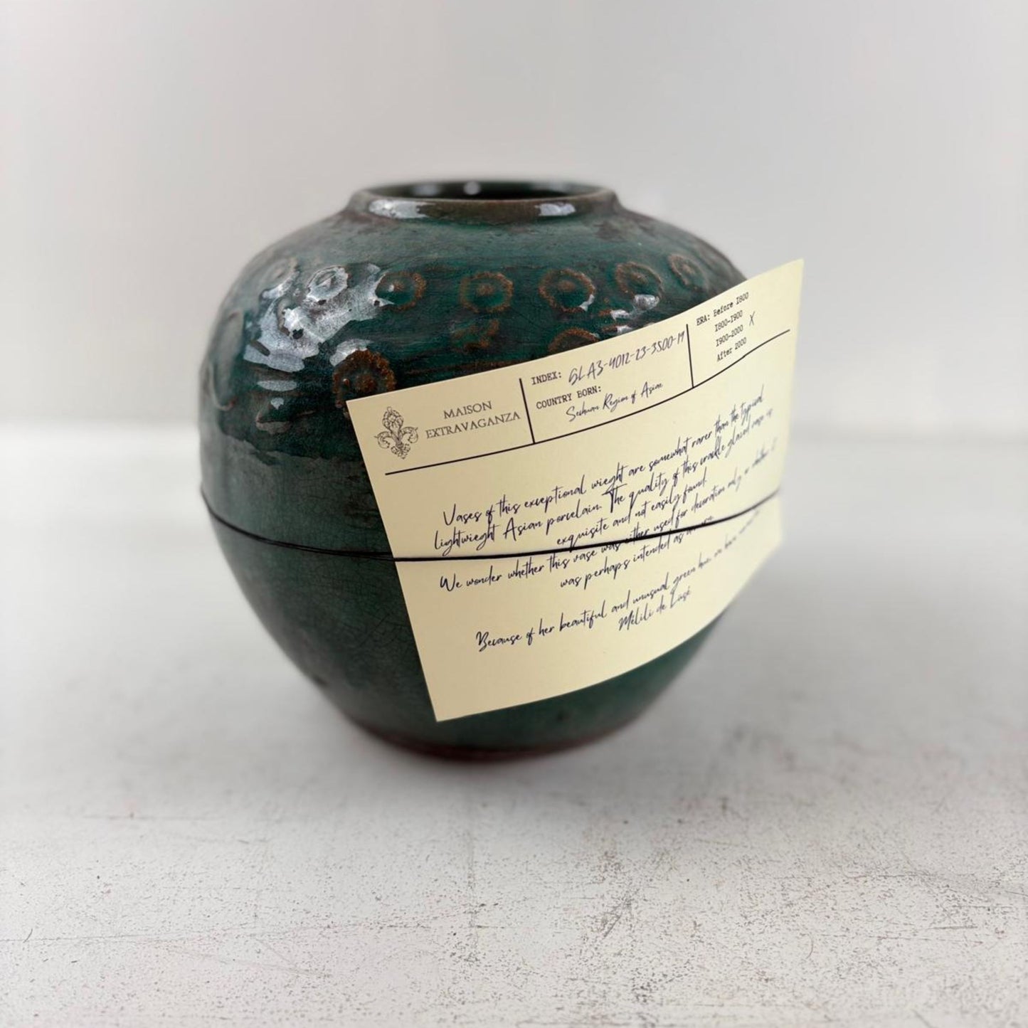 Rare Antique Crackle Glazed Pottery Vase