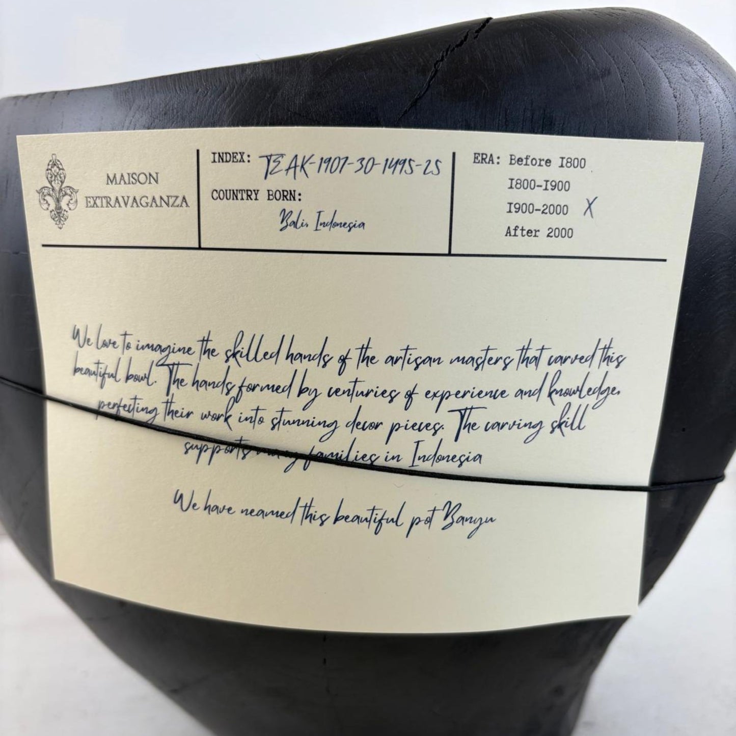 Artisan Handcarved Wooden Teak Bowl - Black
