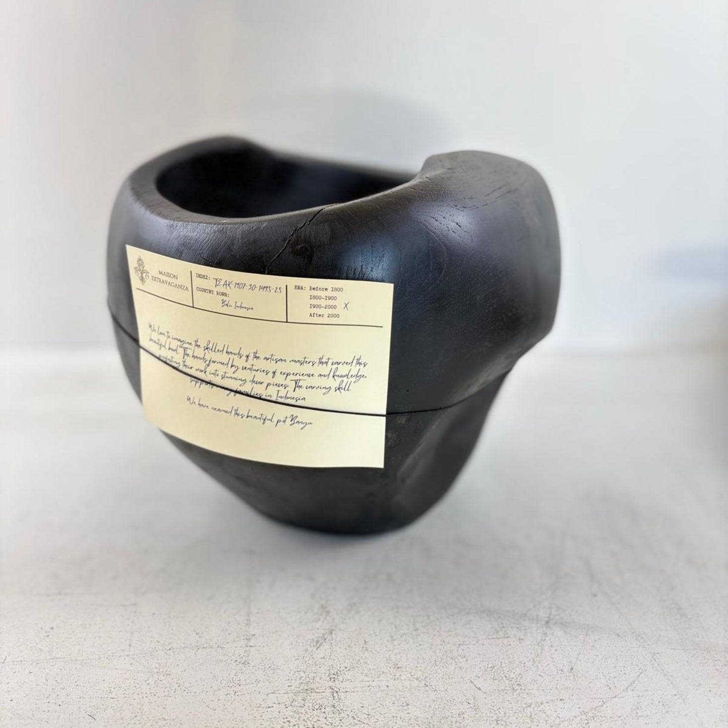 Artisan Handcarved Wooden Teak Bowl - Black