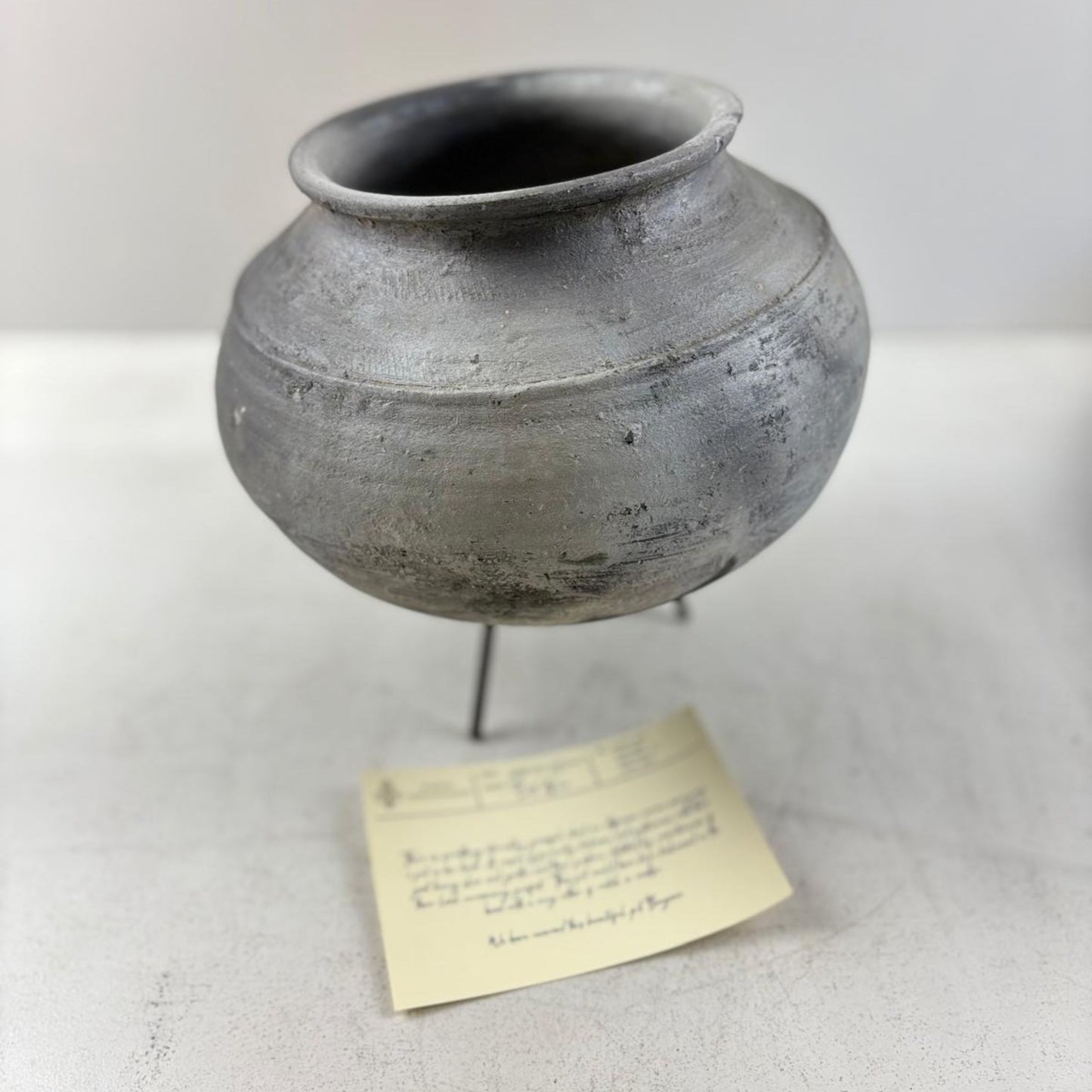 Antique African Clay Pot on metal stand