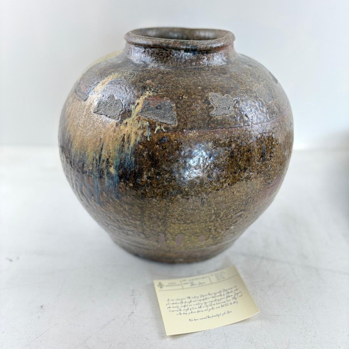 Rare Vintage Antique Japanese Glazed Pottery Vase