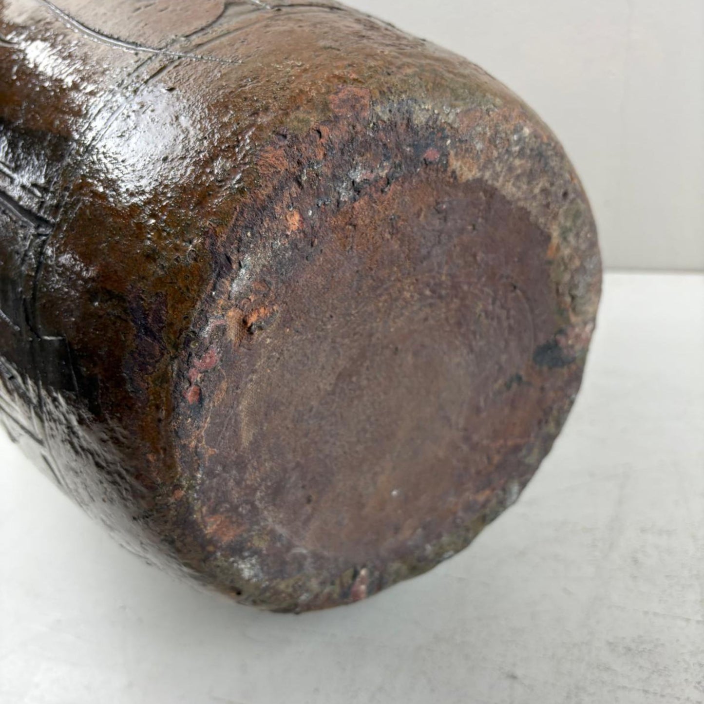 Rare Engraved Antique Glazed Pottery Vase- Chekiang, China