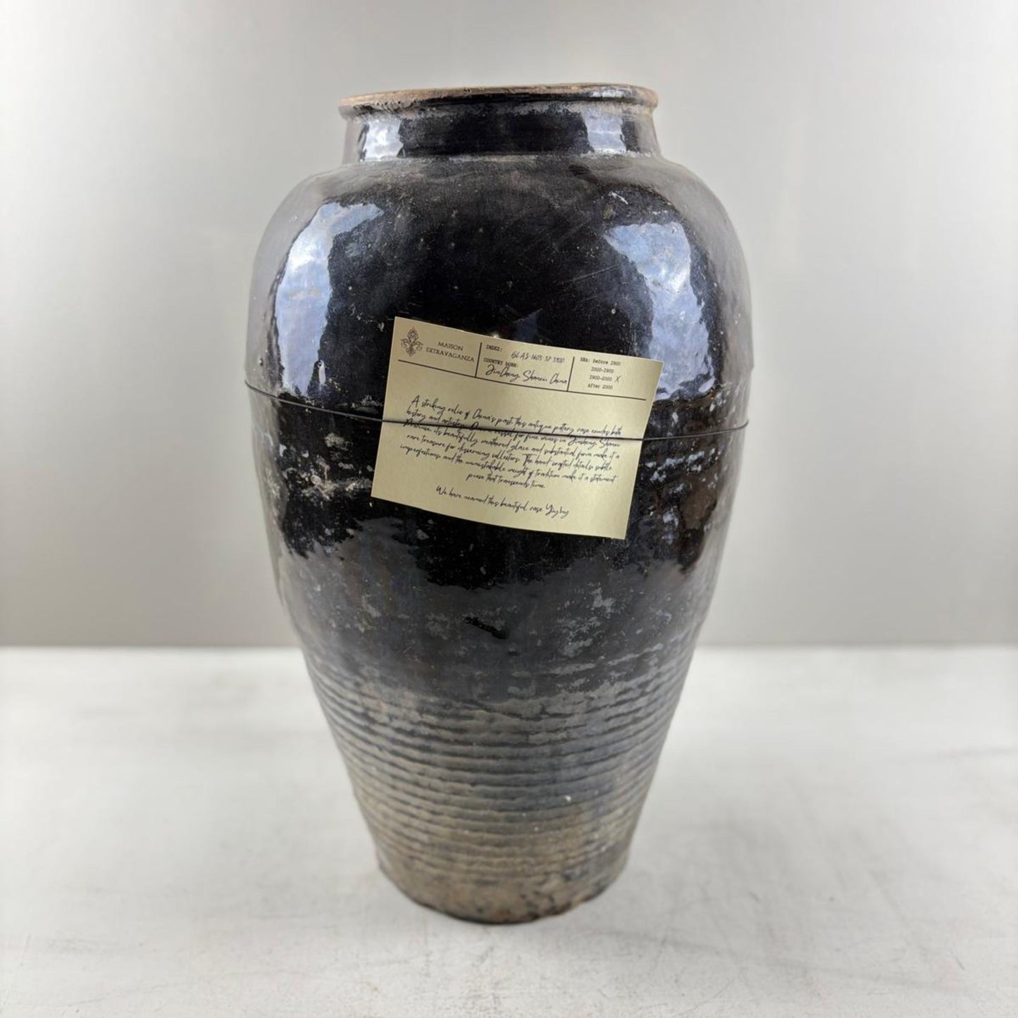 Rare Antique Glazed Pottery Storage Vase from Jincheng, China