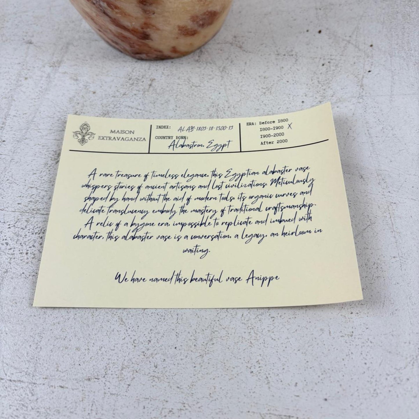 Antique Egyptian Alabaster Vase - Alabastron, Egypt