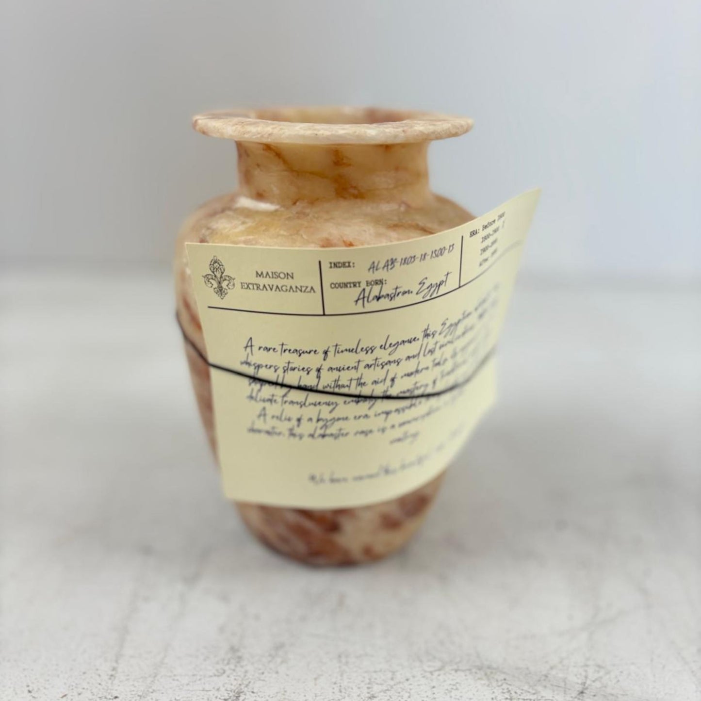 Antique Egyptian Alabaster Vase - Alabastron, Egypt