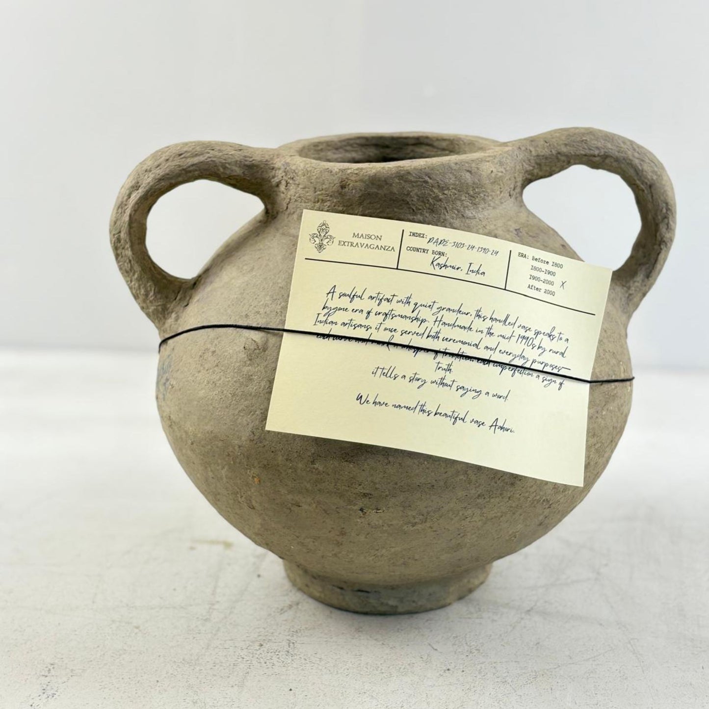 Vintage Rustic Handled Vase - Kaschmir, India