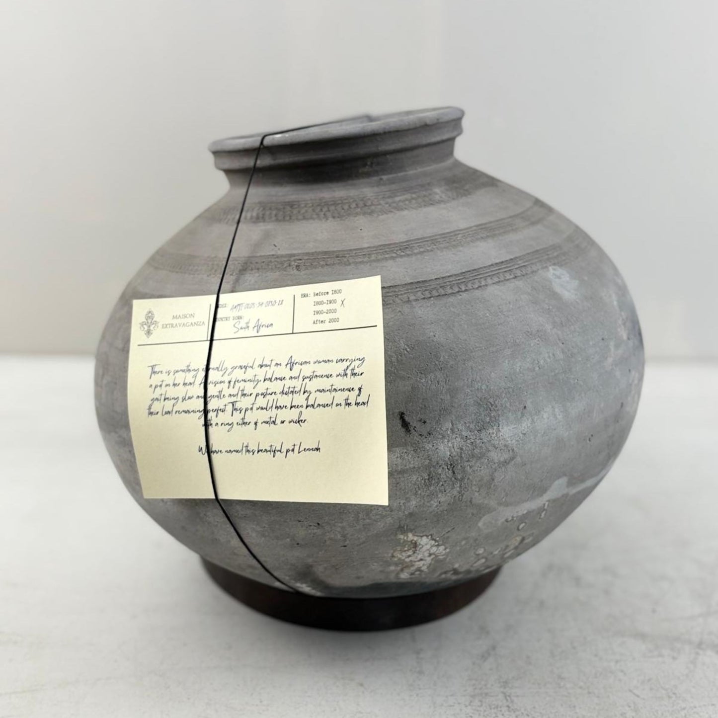 Antique African Clay Water Vessel - dark stain