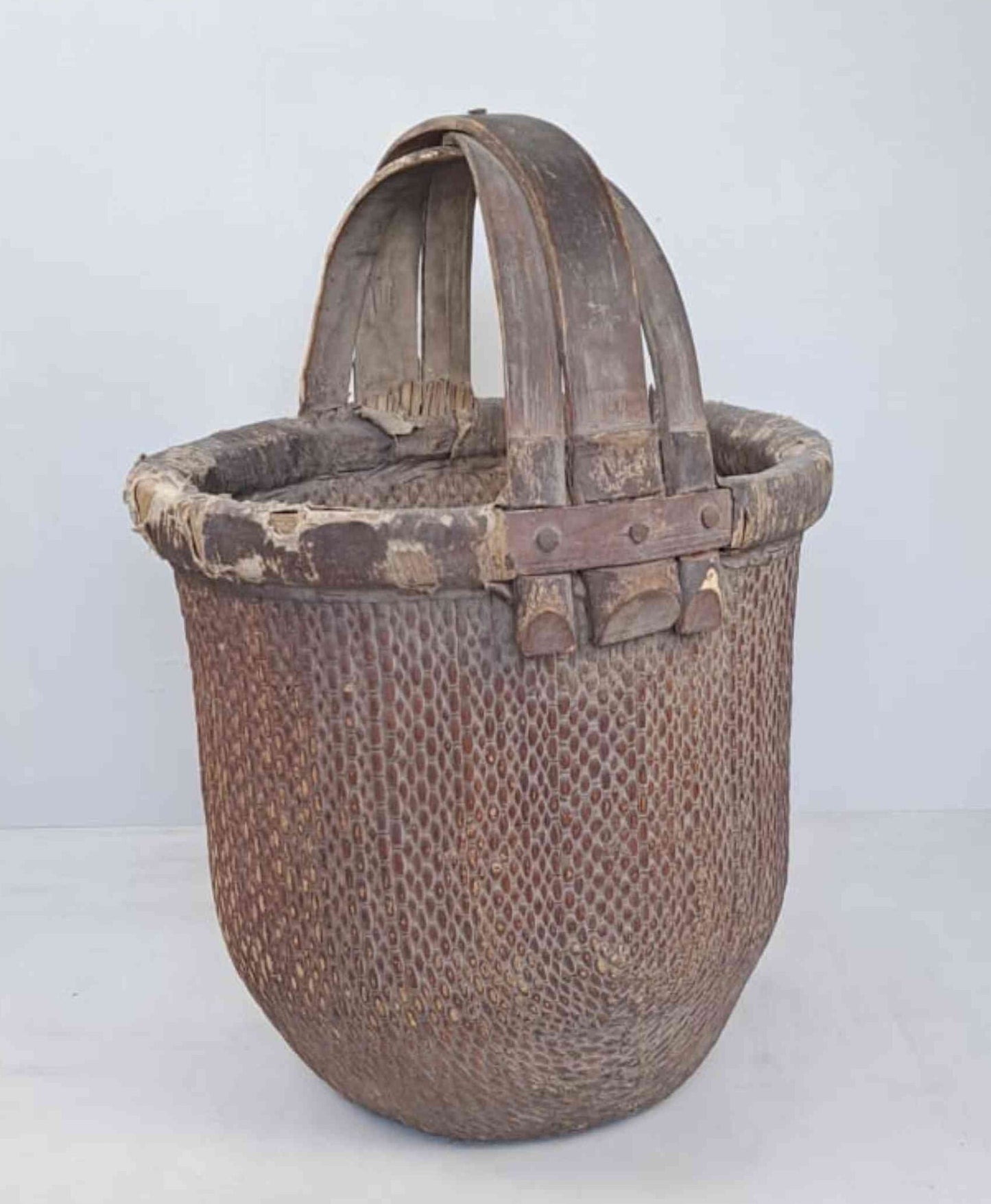 Antique Chinese Reed Grass Basket - Yangzhou, China