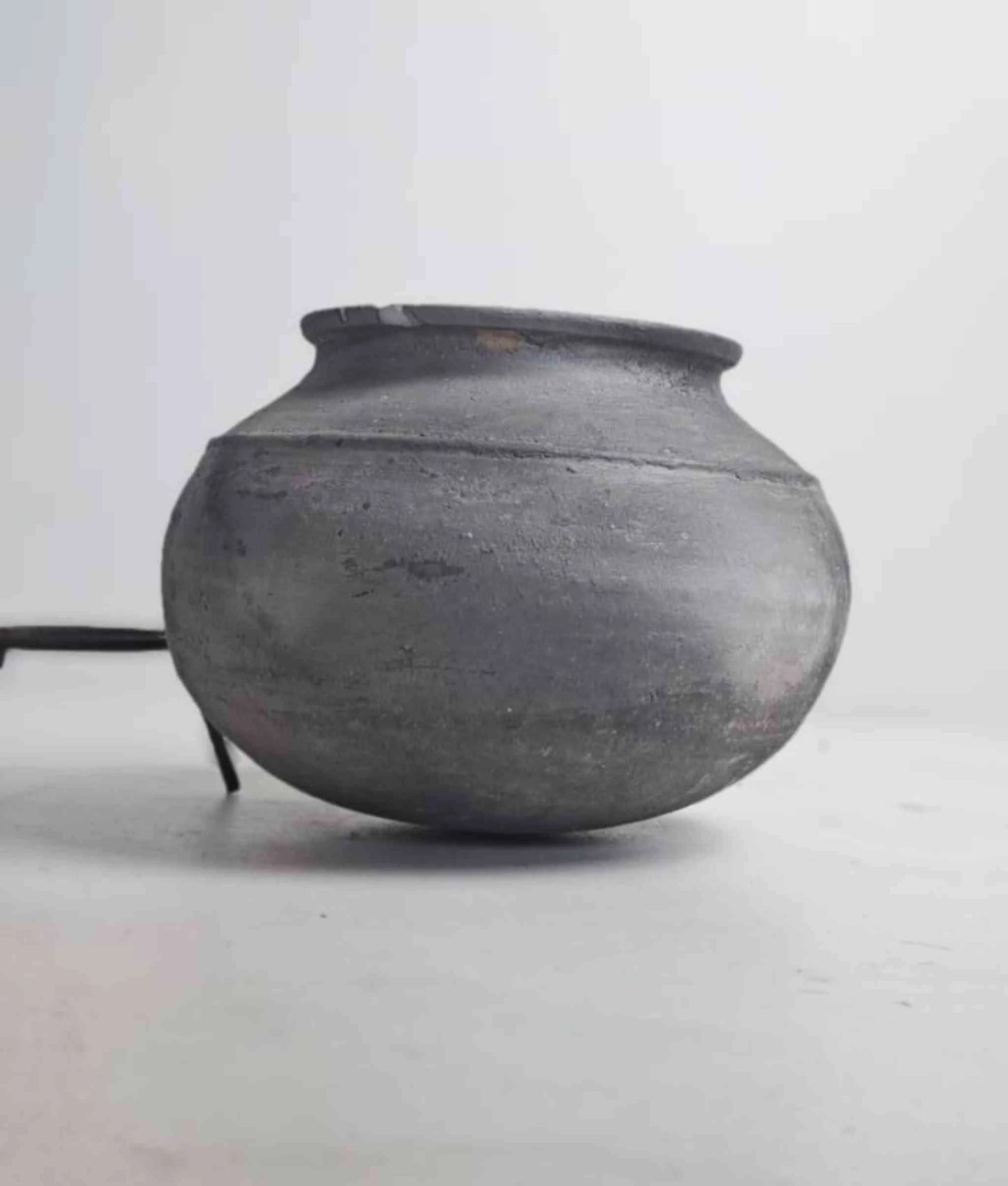 Antique African Clay Pot on metal stand