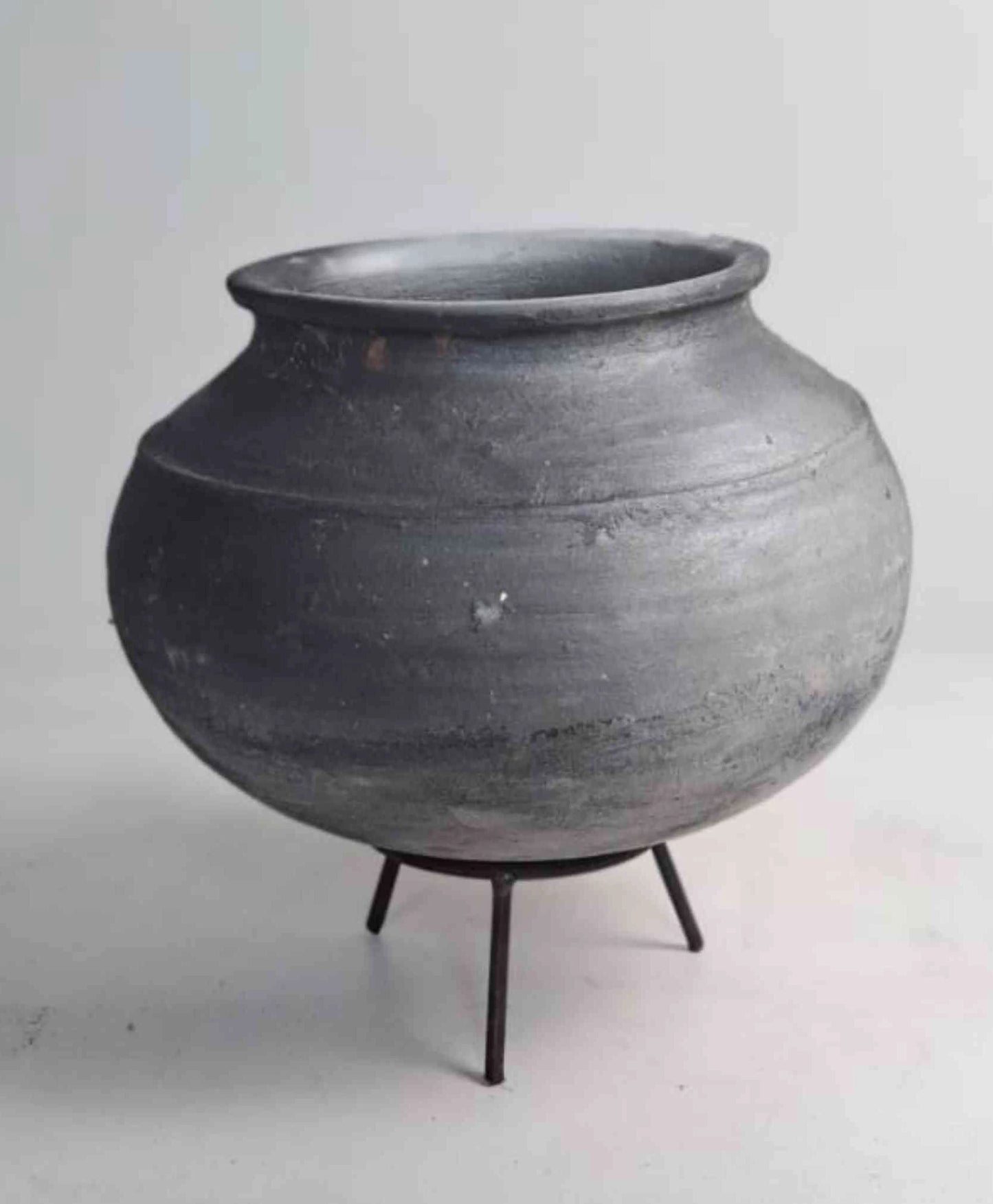 Antique African Clay Pot on metal stand