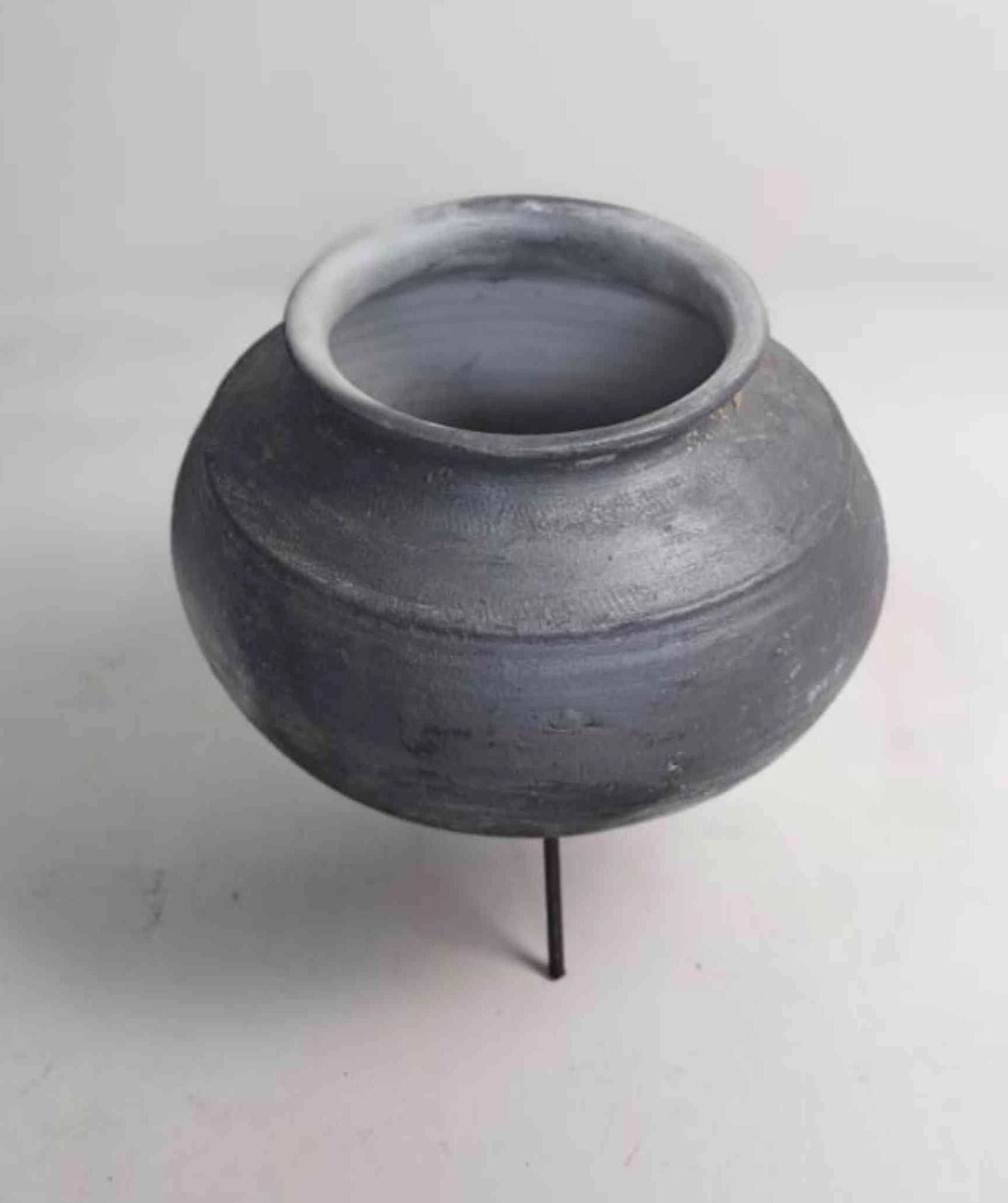 Antique African Clay Pot on metal stand