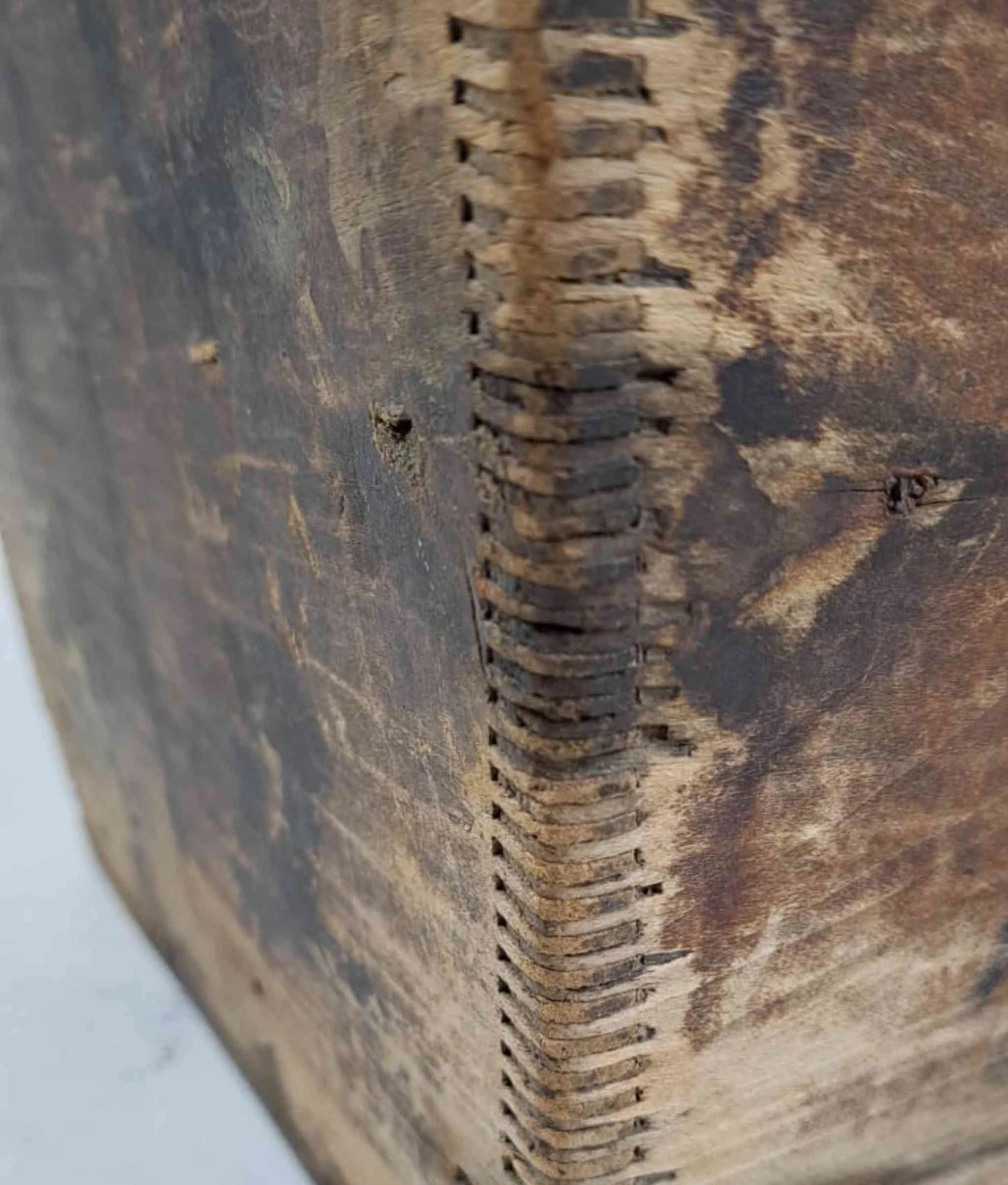 Vintage Chinese Wooden Rice Basket Box with Handle - Guangdong Province, China