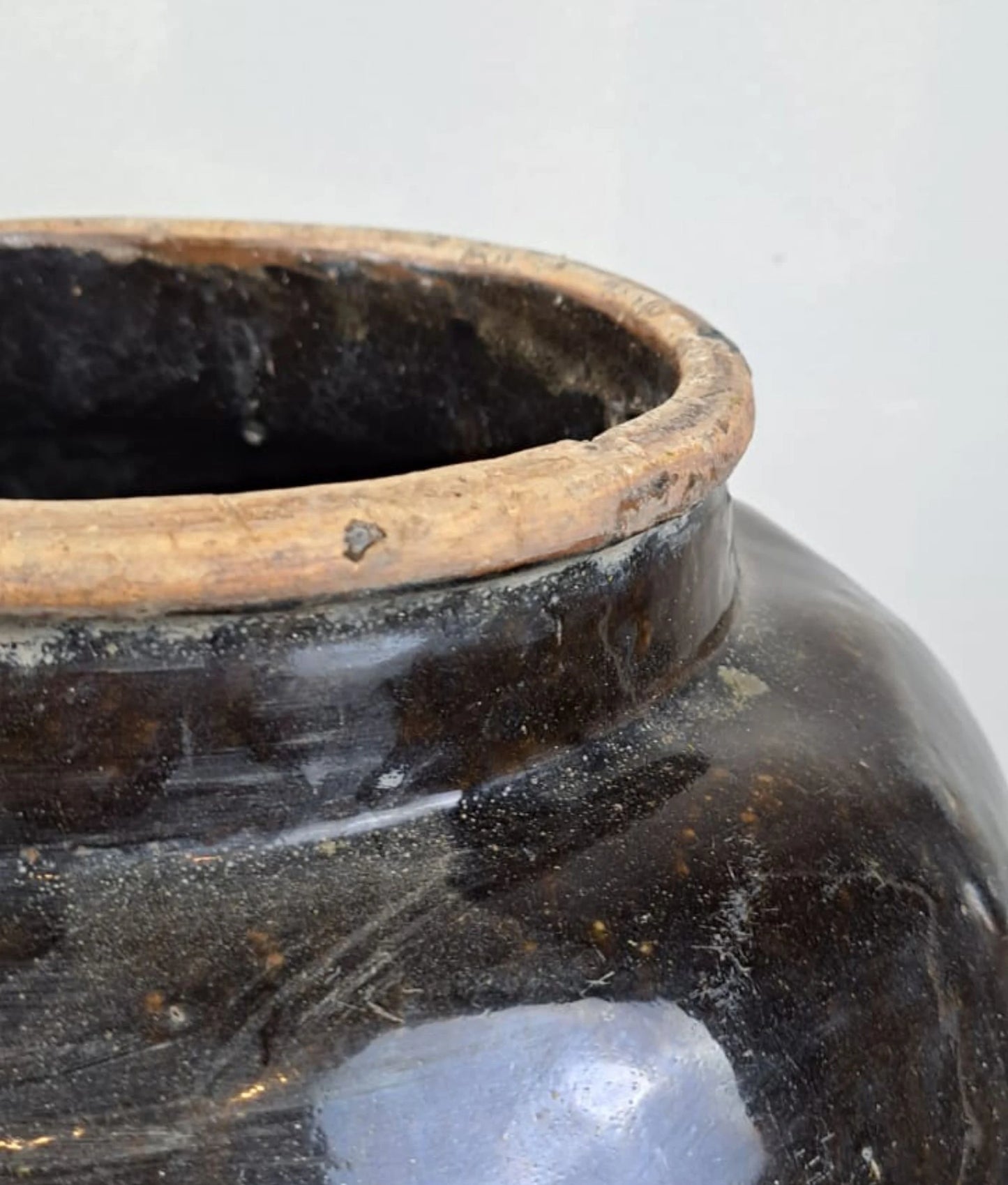 Rare Antique Glazed Pottery Vase from Jincheng