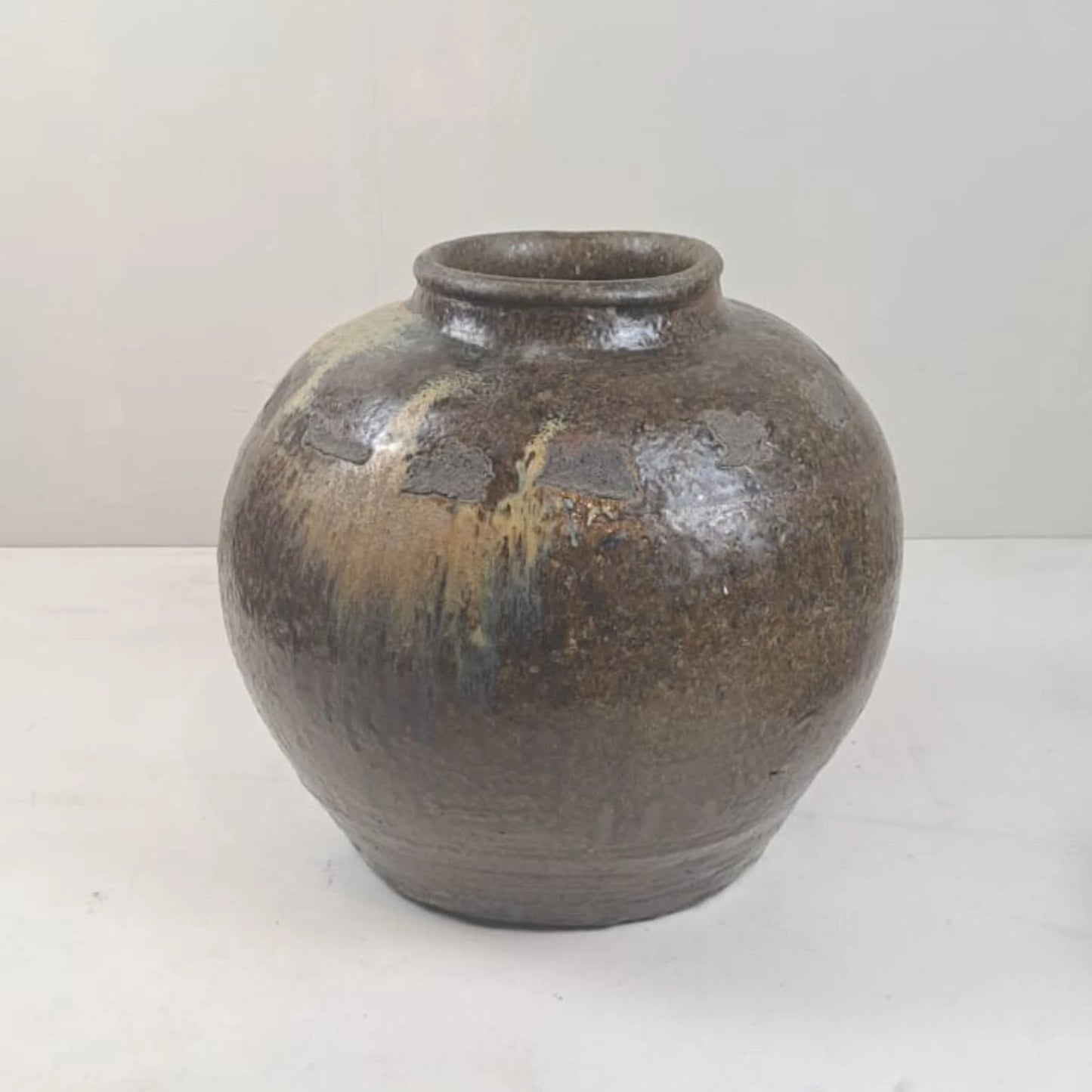 Rare Vintage Antique Japanese Glazed Pottery Vase