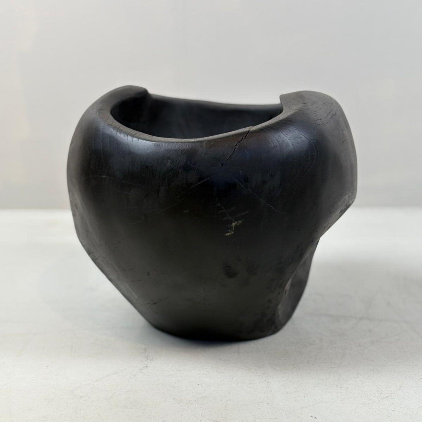 Artisan Handcarved Wooden Teak Bowl - Black