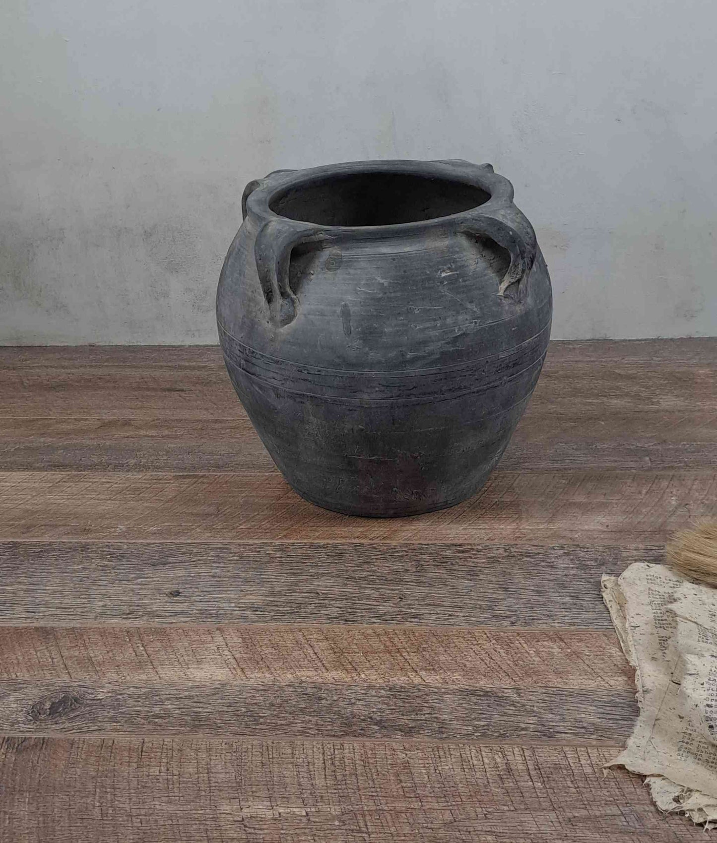 Handled Vintage Clay Water Vessel - Large