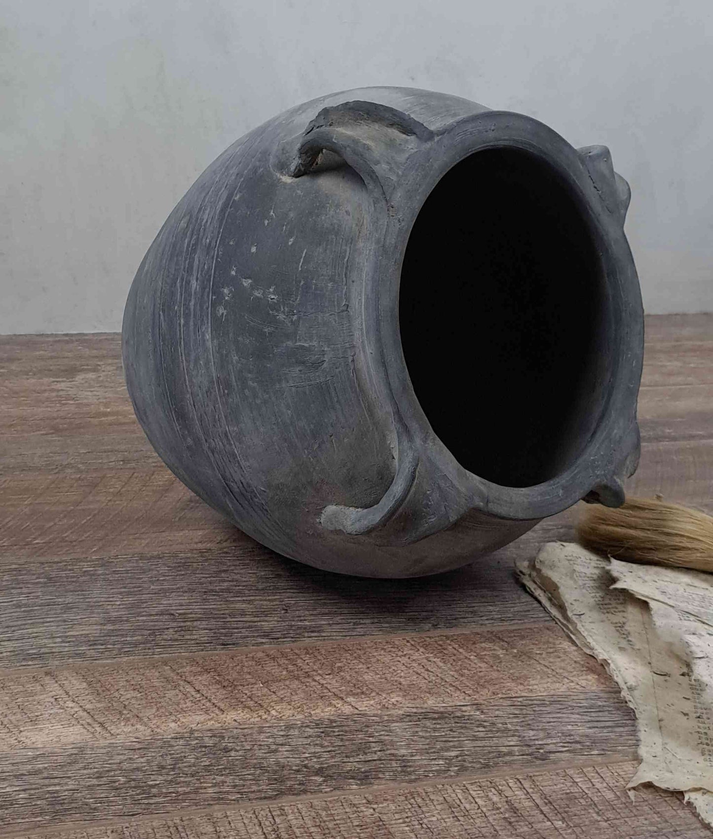 Handled Vintage Clay Water Vessel - Large