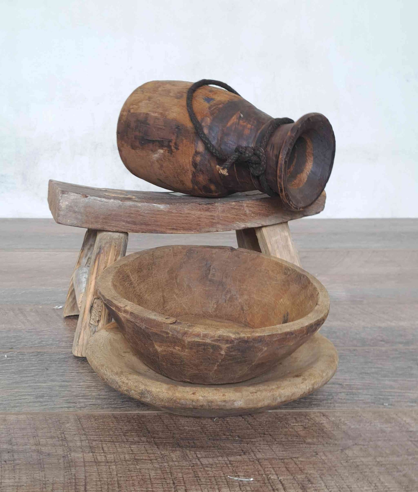 Antique Wooden Himachal Pot -small