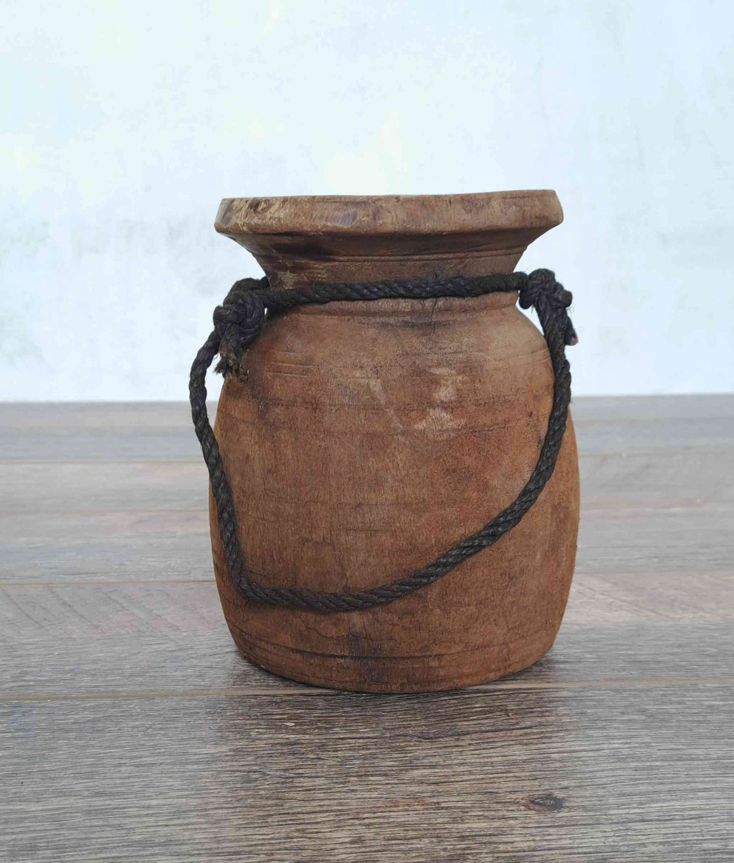 Antique Wooden Himachal Pot -small & fat