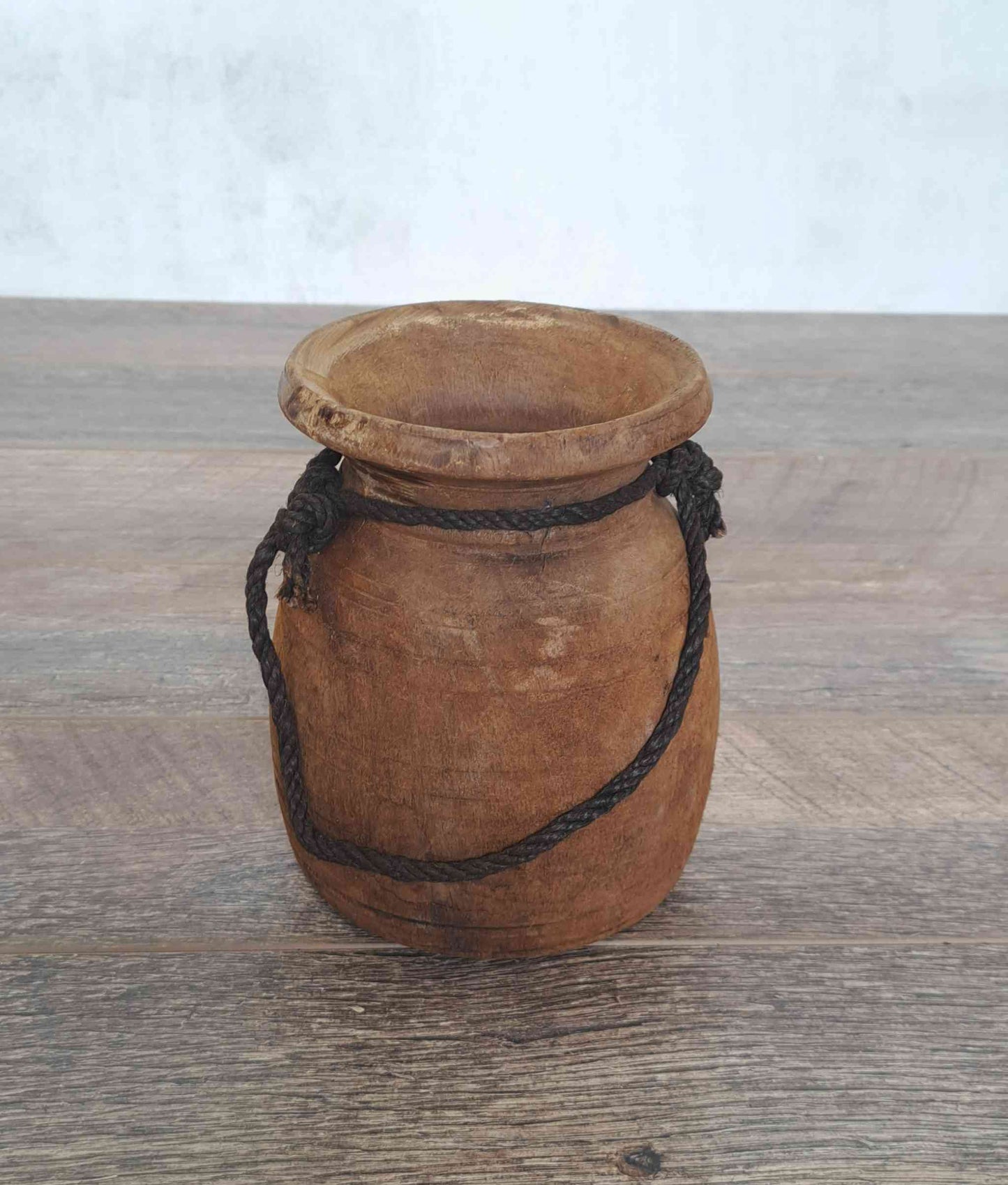 Antique Wooden Himachal Pot -small & fat