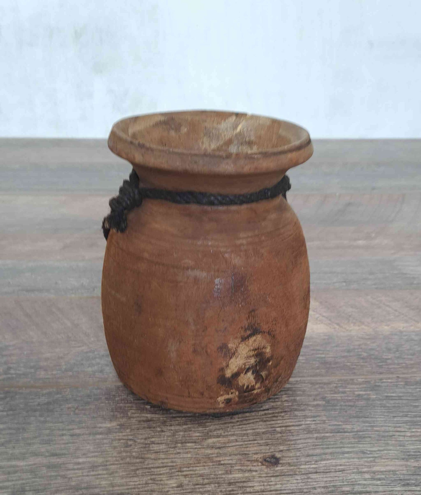 Antique Wooden Himachal Pot -small & fat