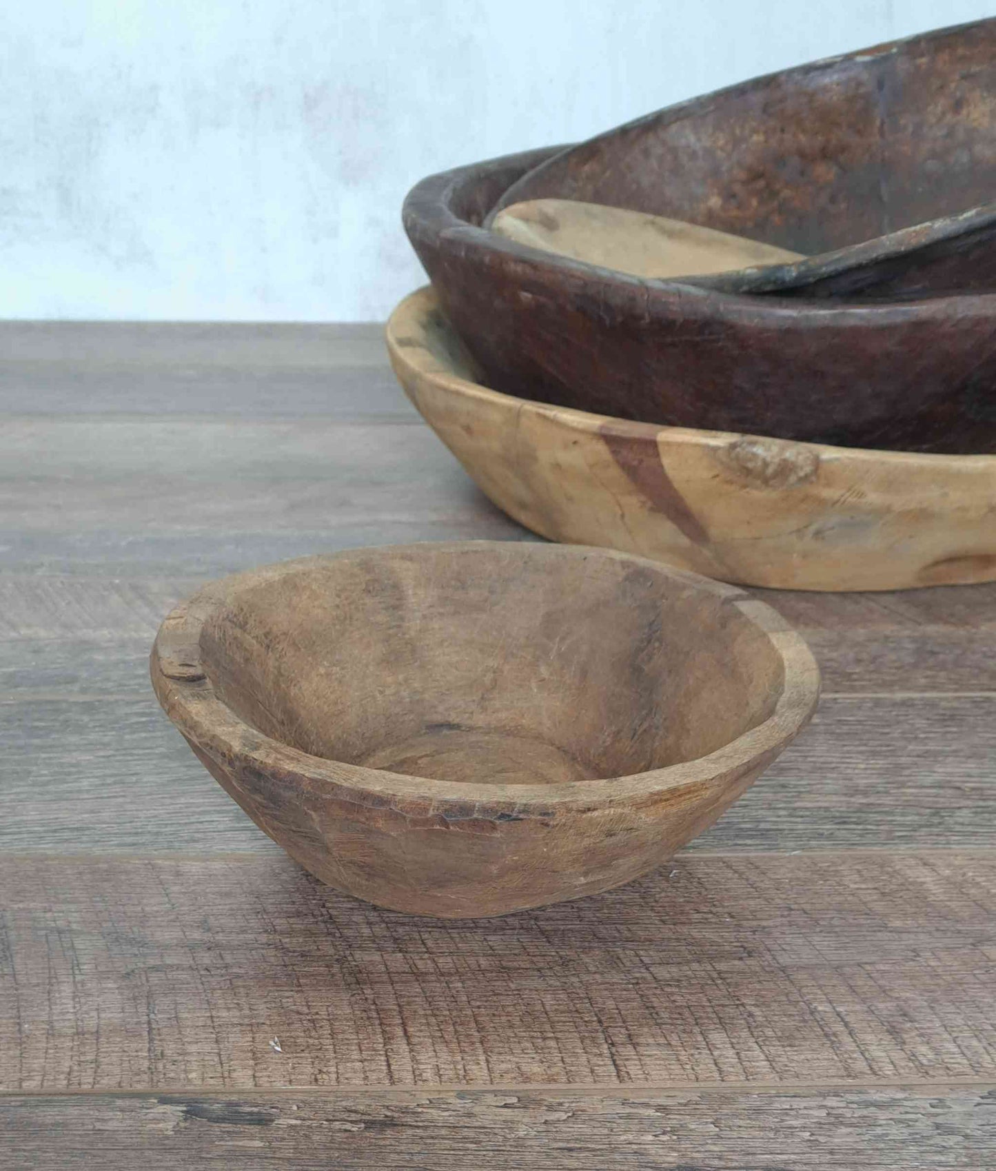 Vintage Artisan Handcarved Wooden Bowl - Small