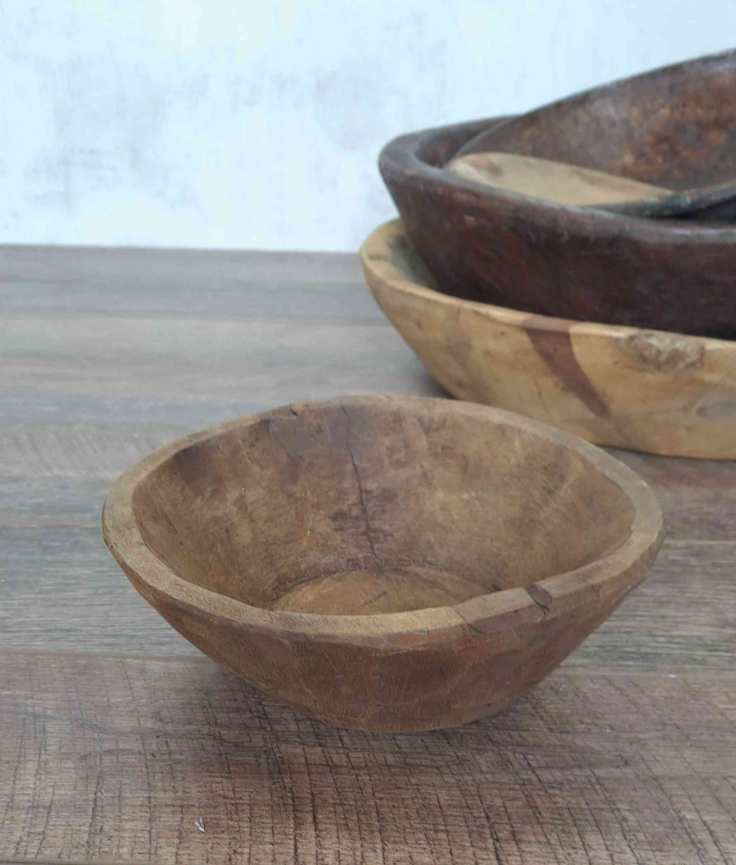 Vintage Artisan Handcarved Wooden Bowl - Small