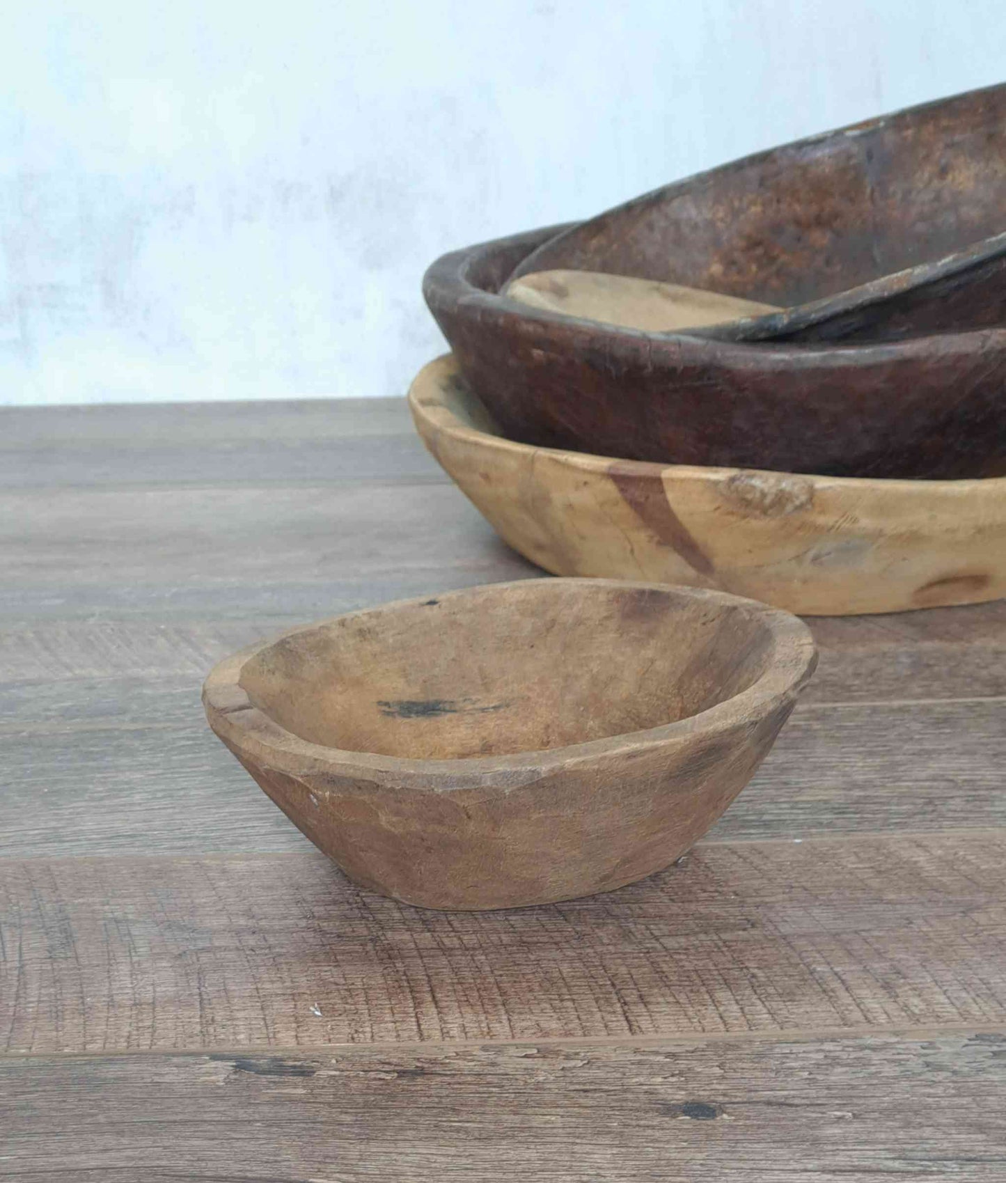 Vintage Artisan Handcarved Wooden Bowl - Small