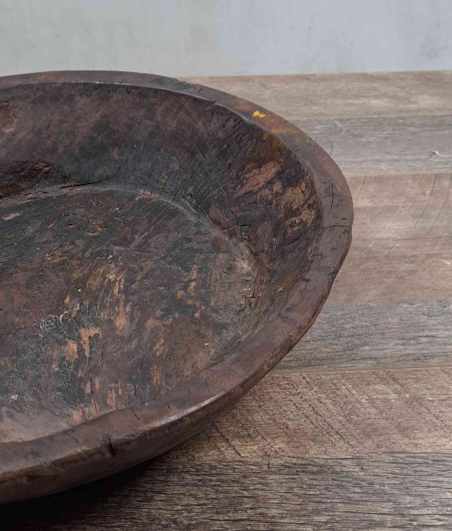 Vintage Artisan Handcarved Wooden Bowl - Dark