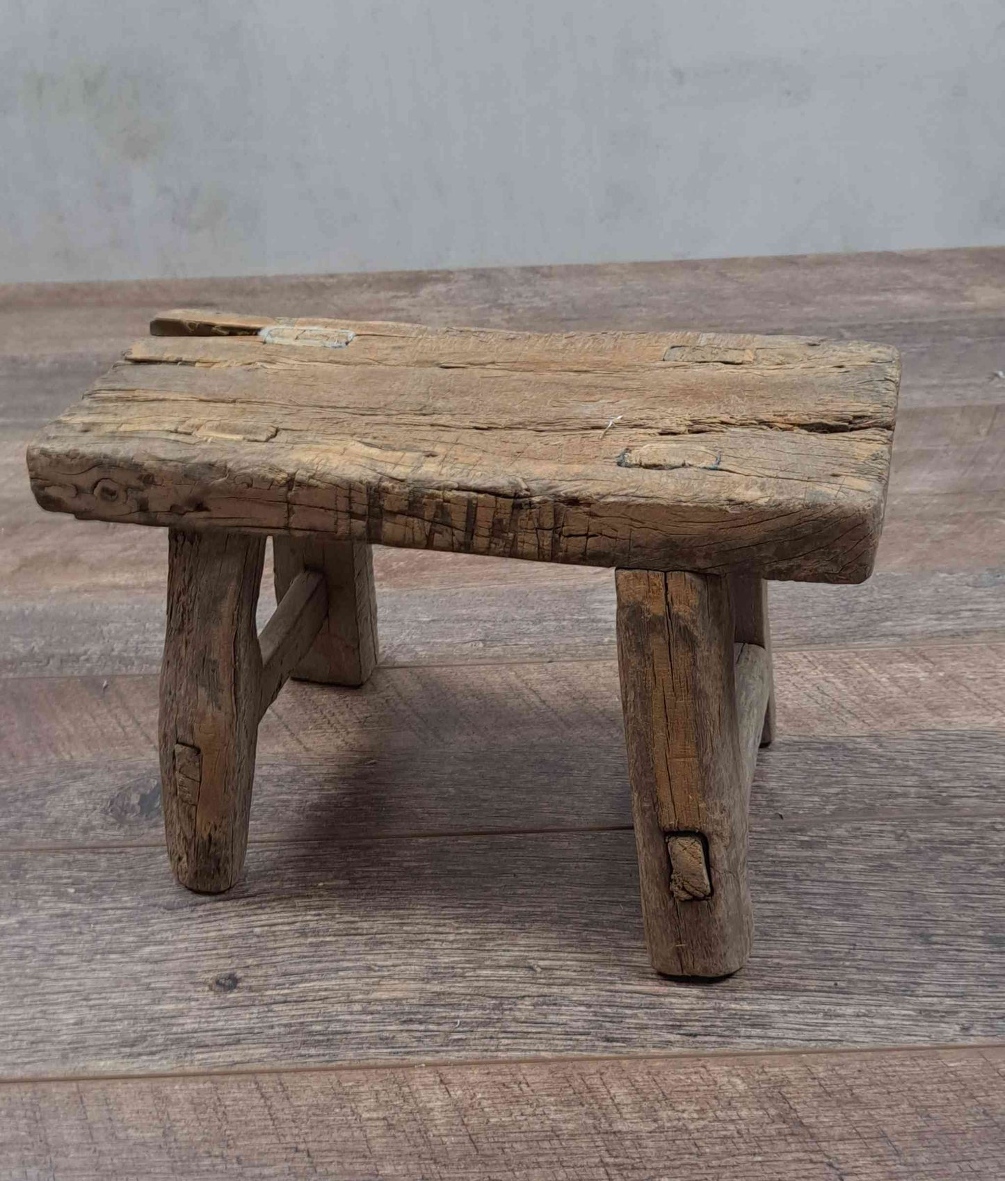 Antique Chinese Milking Stool, Rustic Stool, Decor Stool