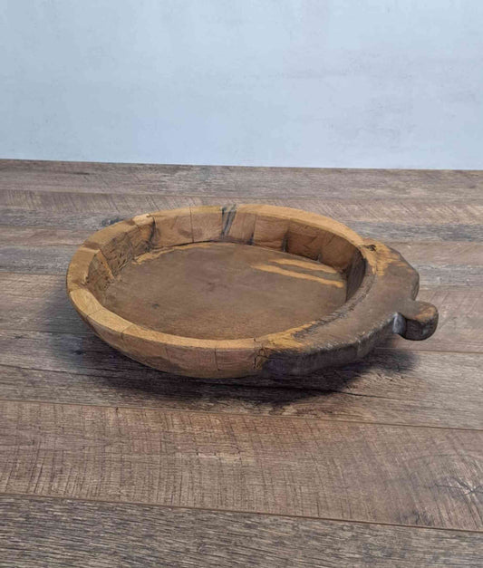 Vintage Indian Wooden Chapati Dish with one handle