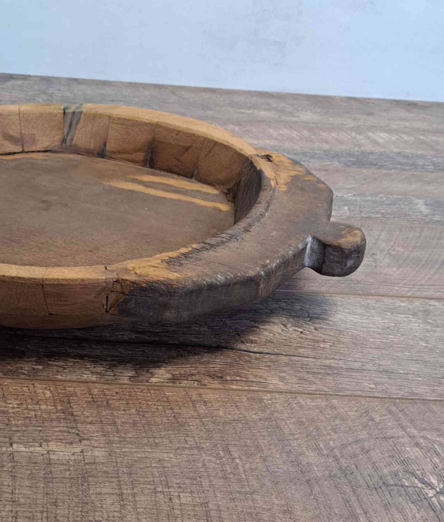 Vintage Indian Wooden Chapati Dish with one handle