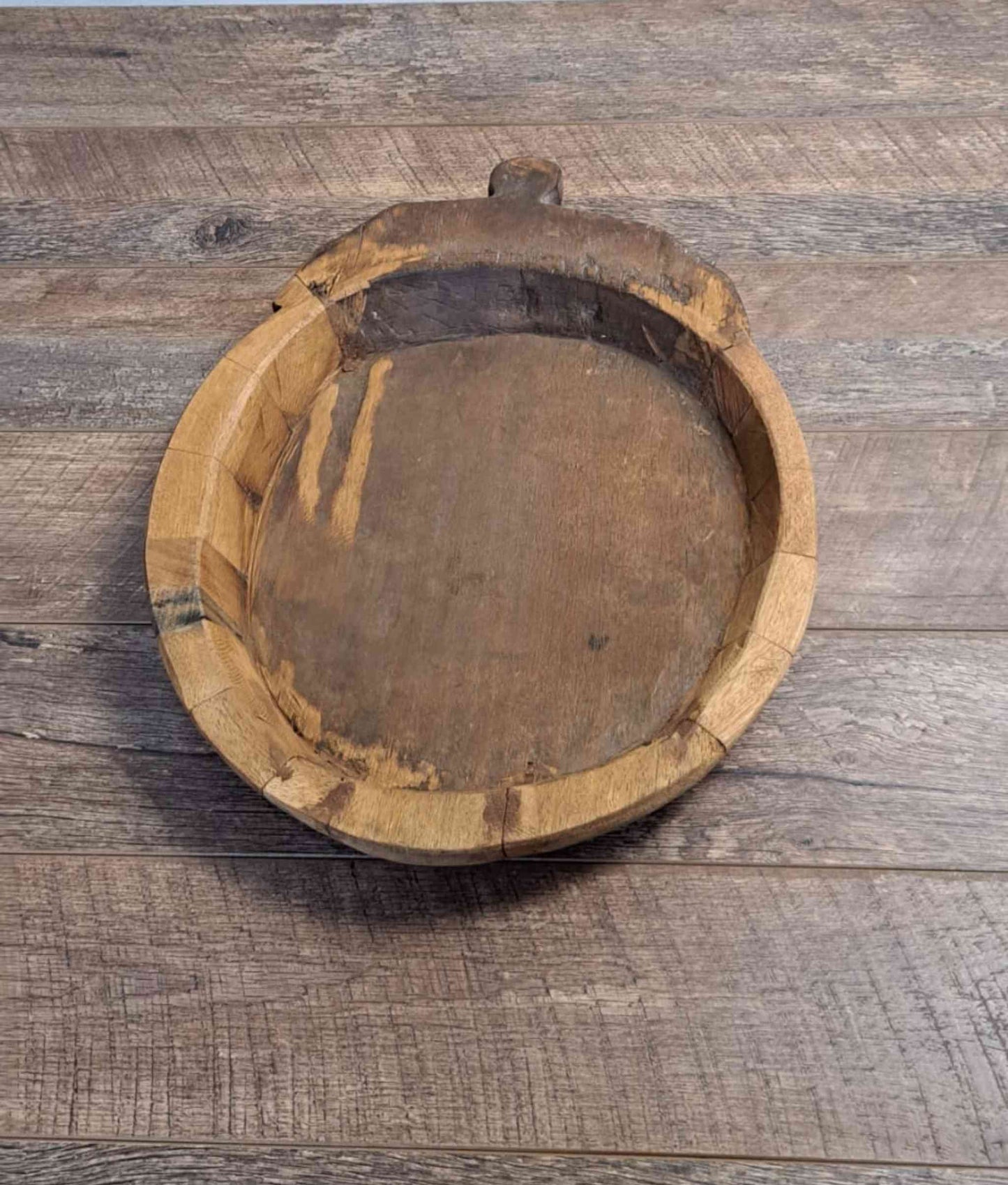 Vintage Indian Wooden Chapati Dish with one handle