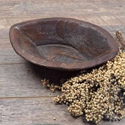 Vintage Artisan Handcarved Wooden Bowl