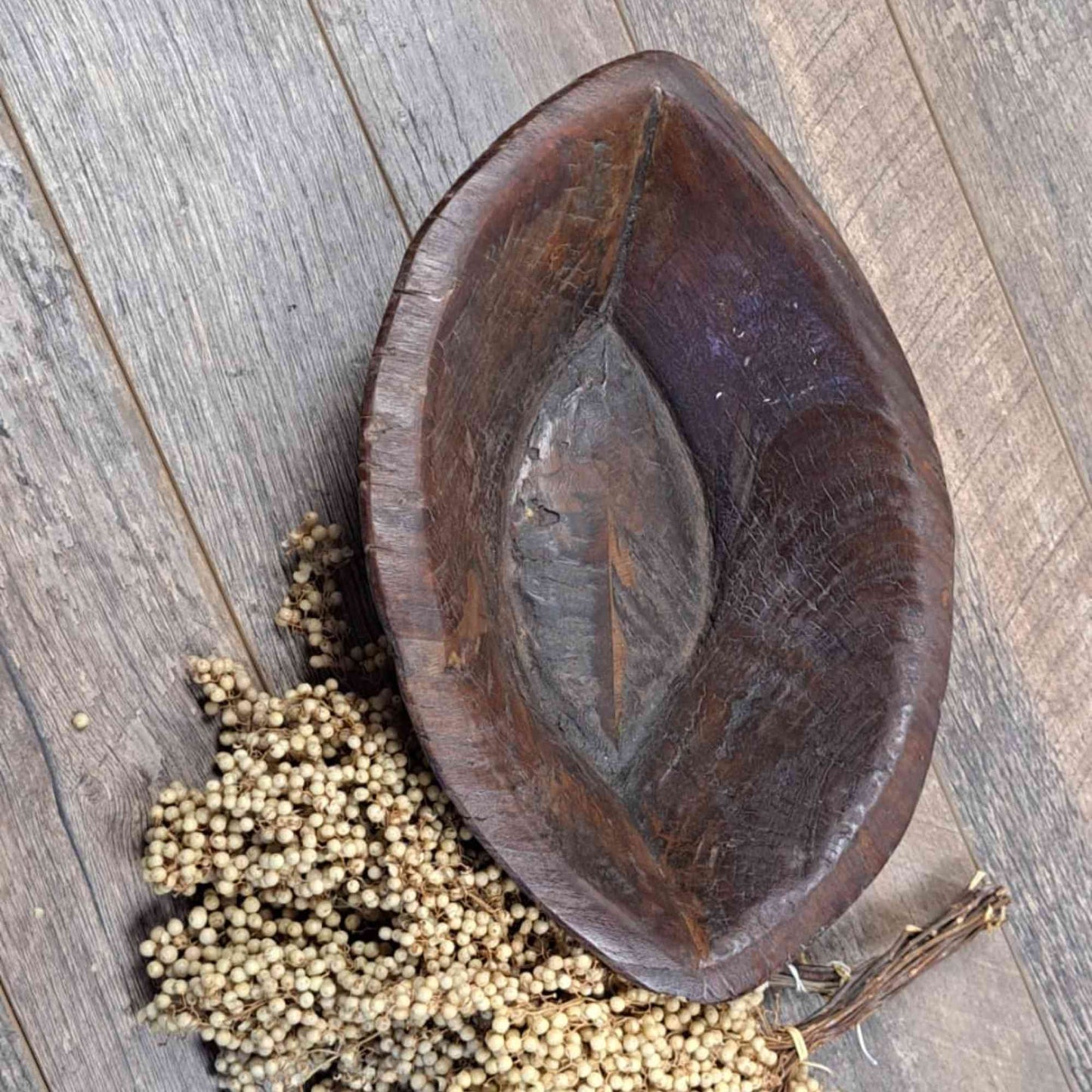 Vintage Artisan Handcarved Wooden Bowl