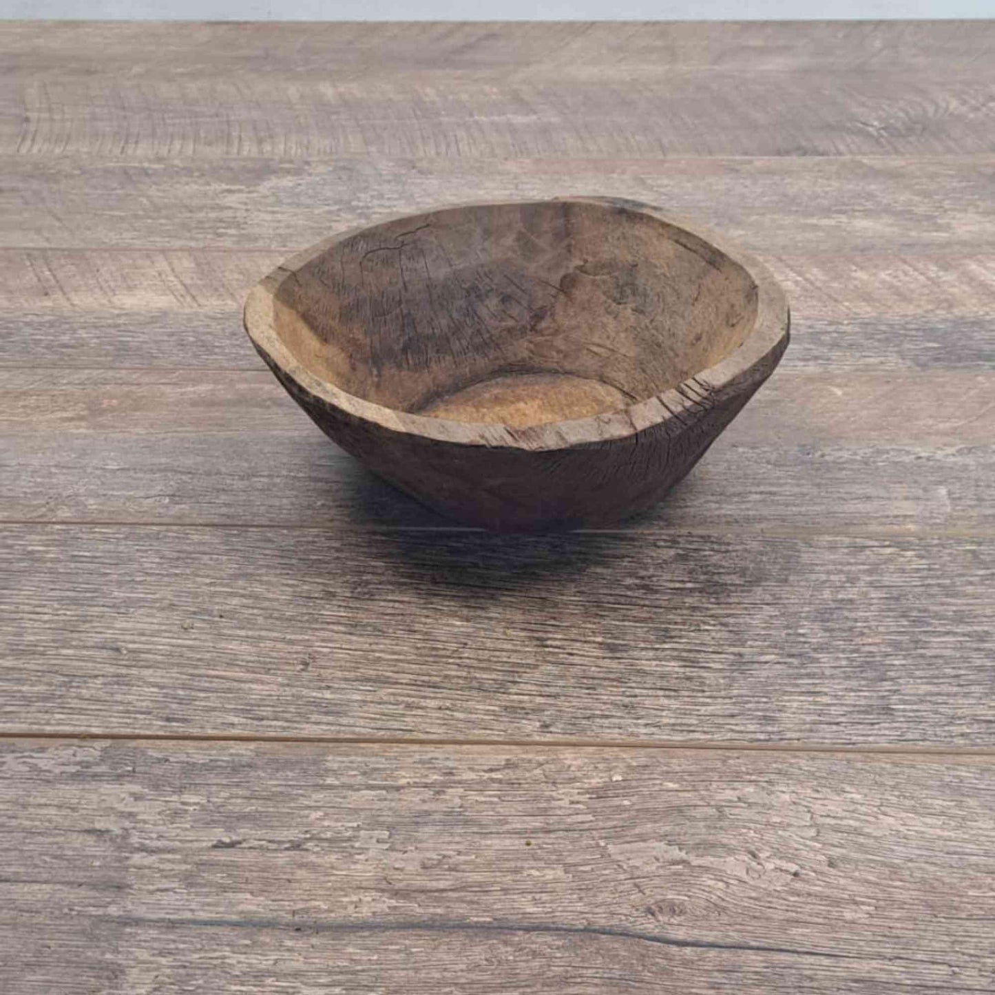 Vintage Artisan Handcarved Wooden Bowl - Small