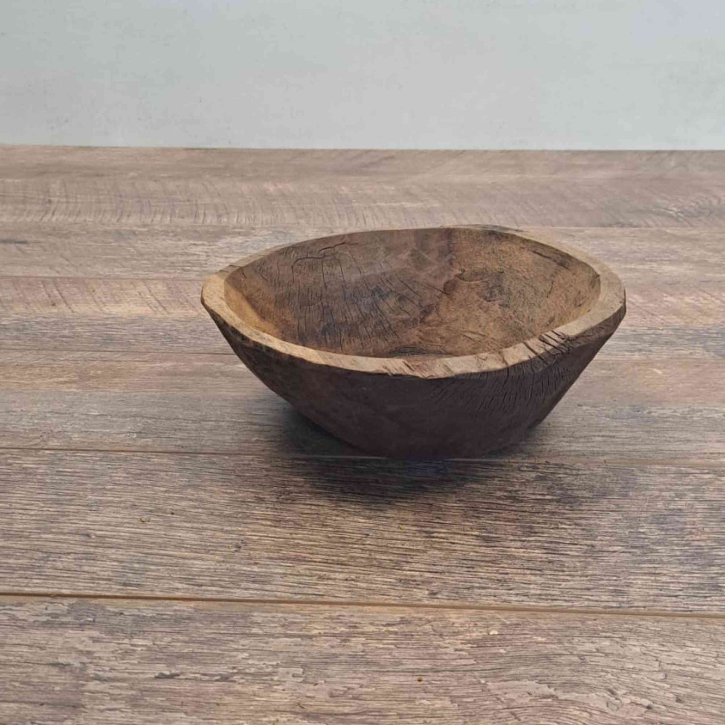 Vintage Artisan Handcarved Wooden Bowl - Small