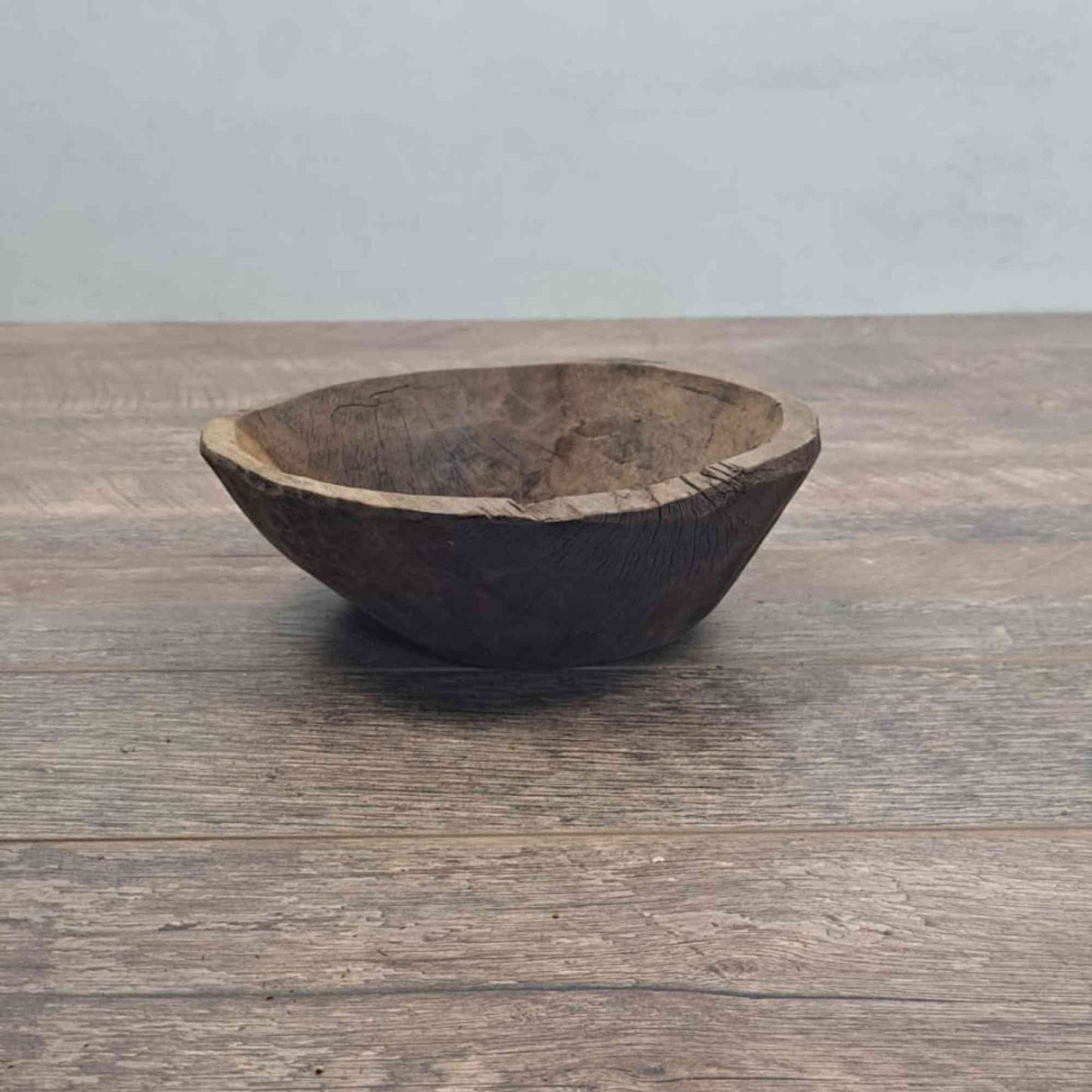 Vintage Artisan Handcarved Wooden Bowl - Small