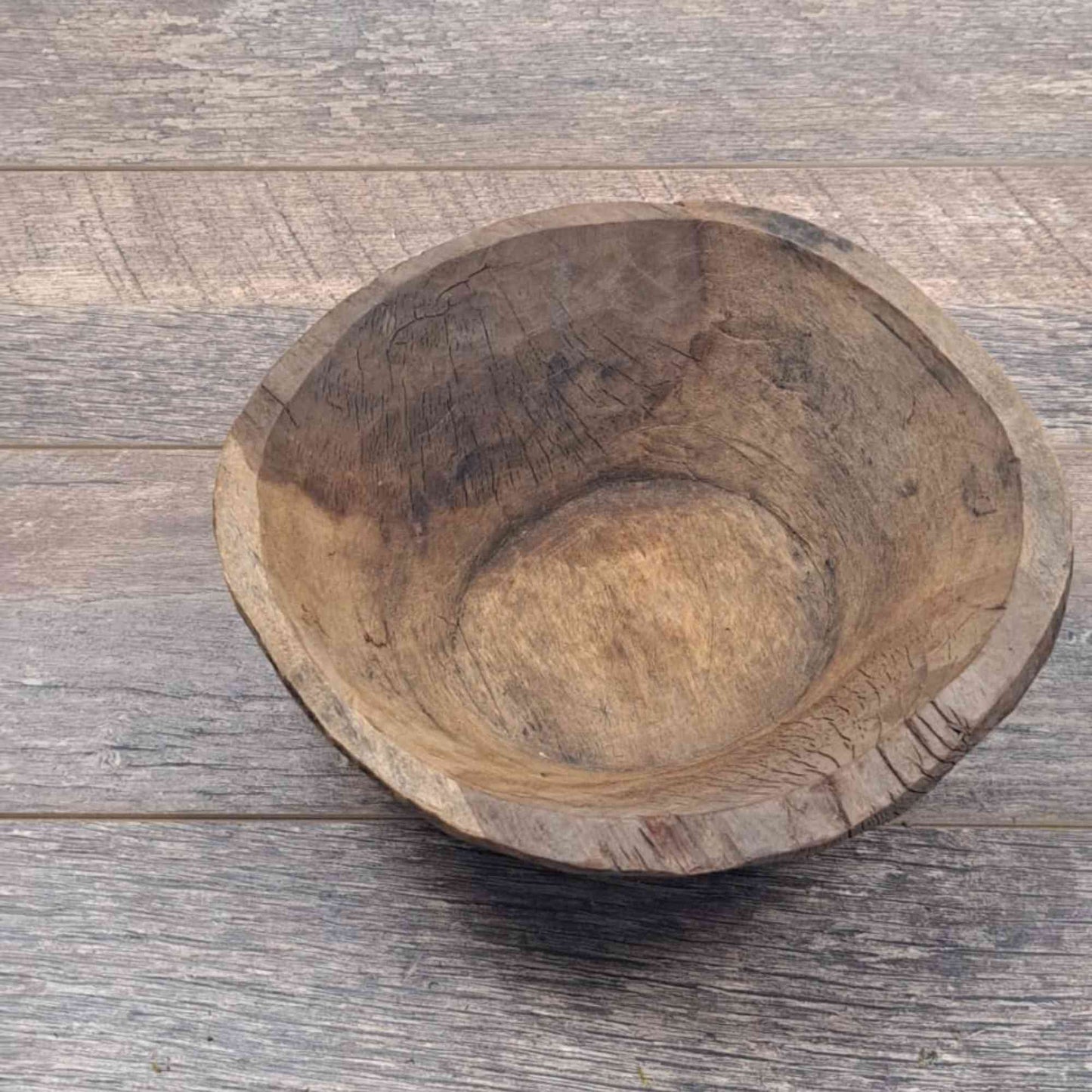 Vintage Artisan Handcarved Wooden Bowl - Small