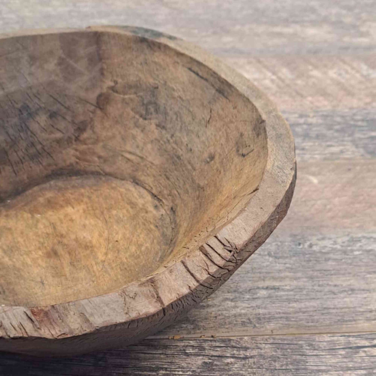 Vintage Artisan Handcarved Wooden Bowl - Small