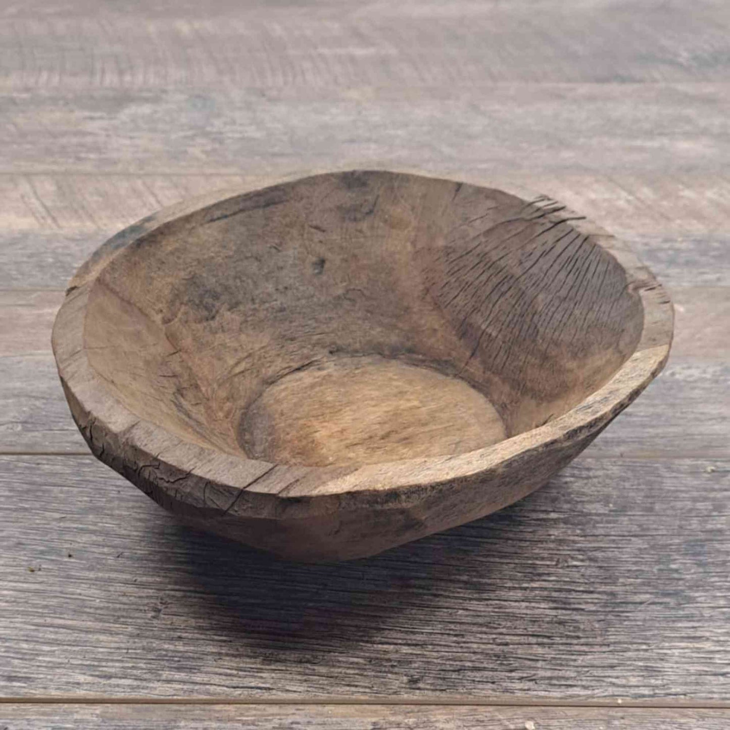 Vintage Artisan Handcarved Wooden Bowl - Small