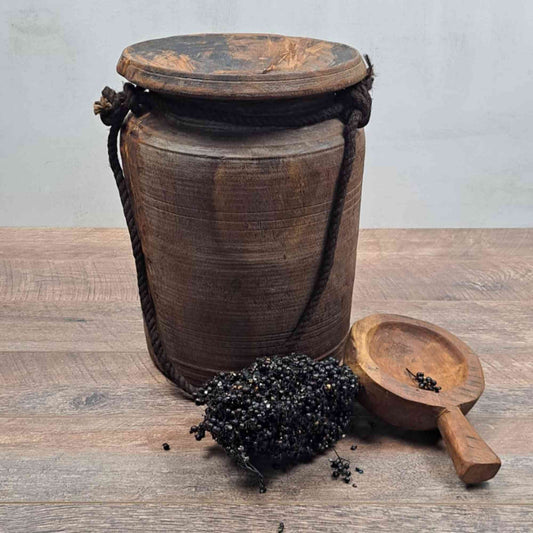 Huge XXL Antique Wooden Himachal Pot with Rope