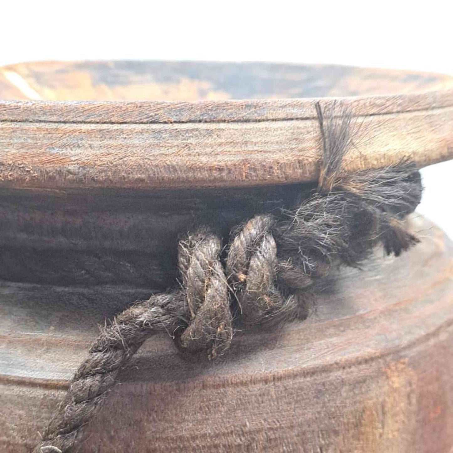 Huge XXL Antique Wooden Himachal Pot with Rope