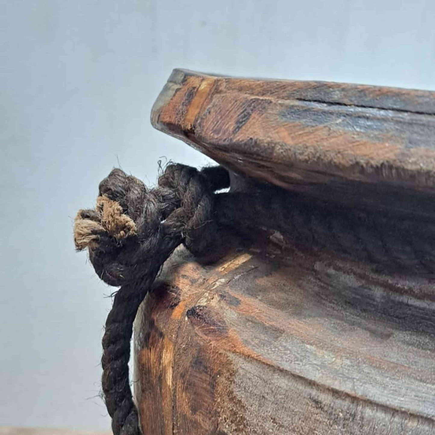 Huge XXL Antique Wooden Himachal Pot with Rope