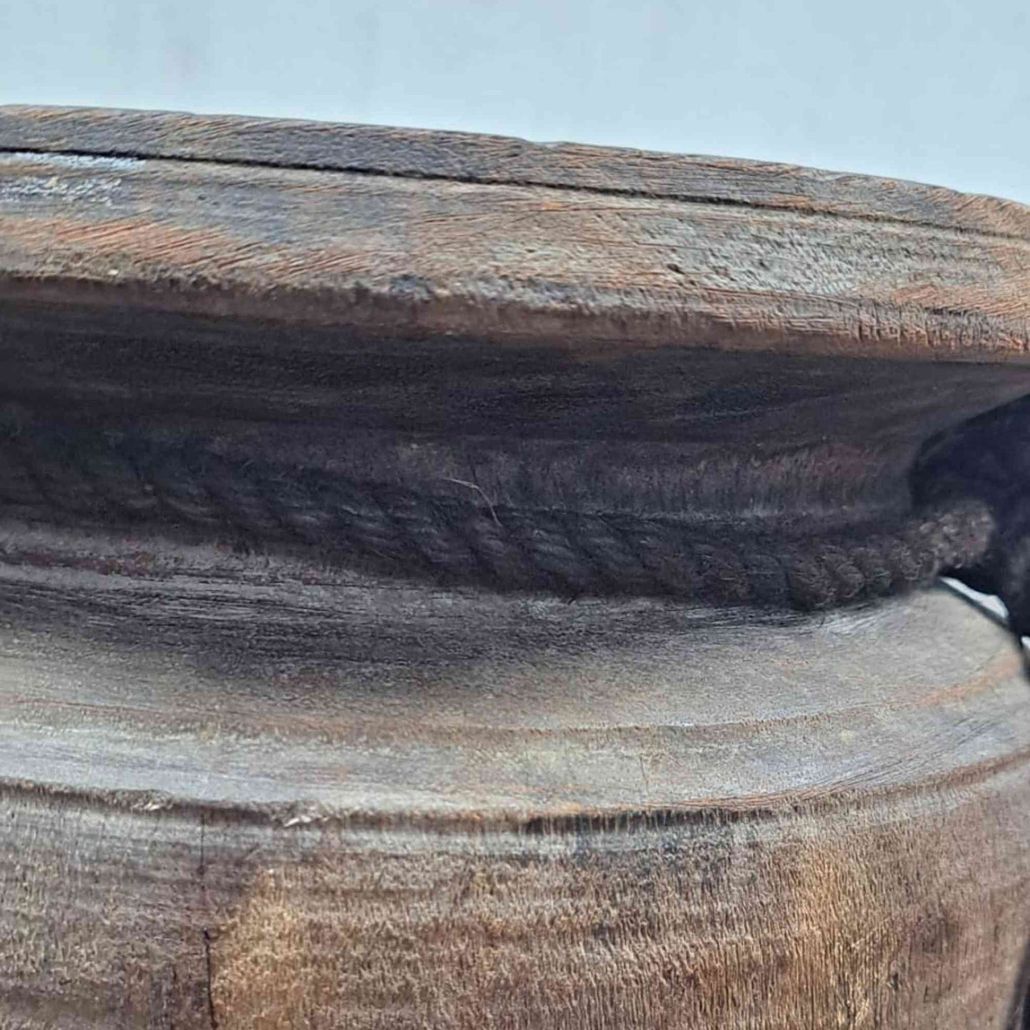 Huge XXL Antique Wooden Himachal Pot with Rope