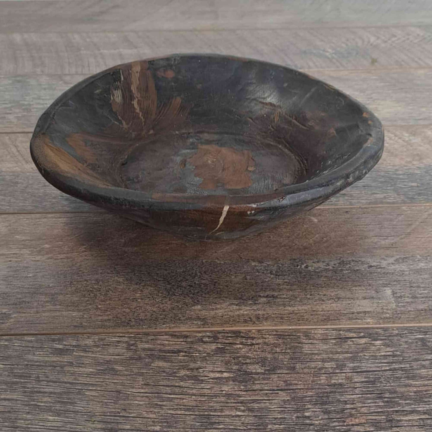 Vintage Artisan Handcarved Wooden Bowl - Small