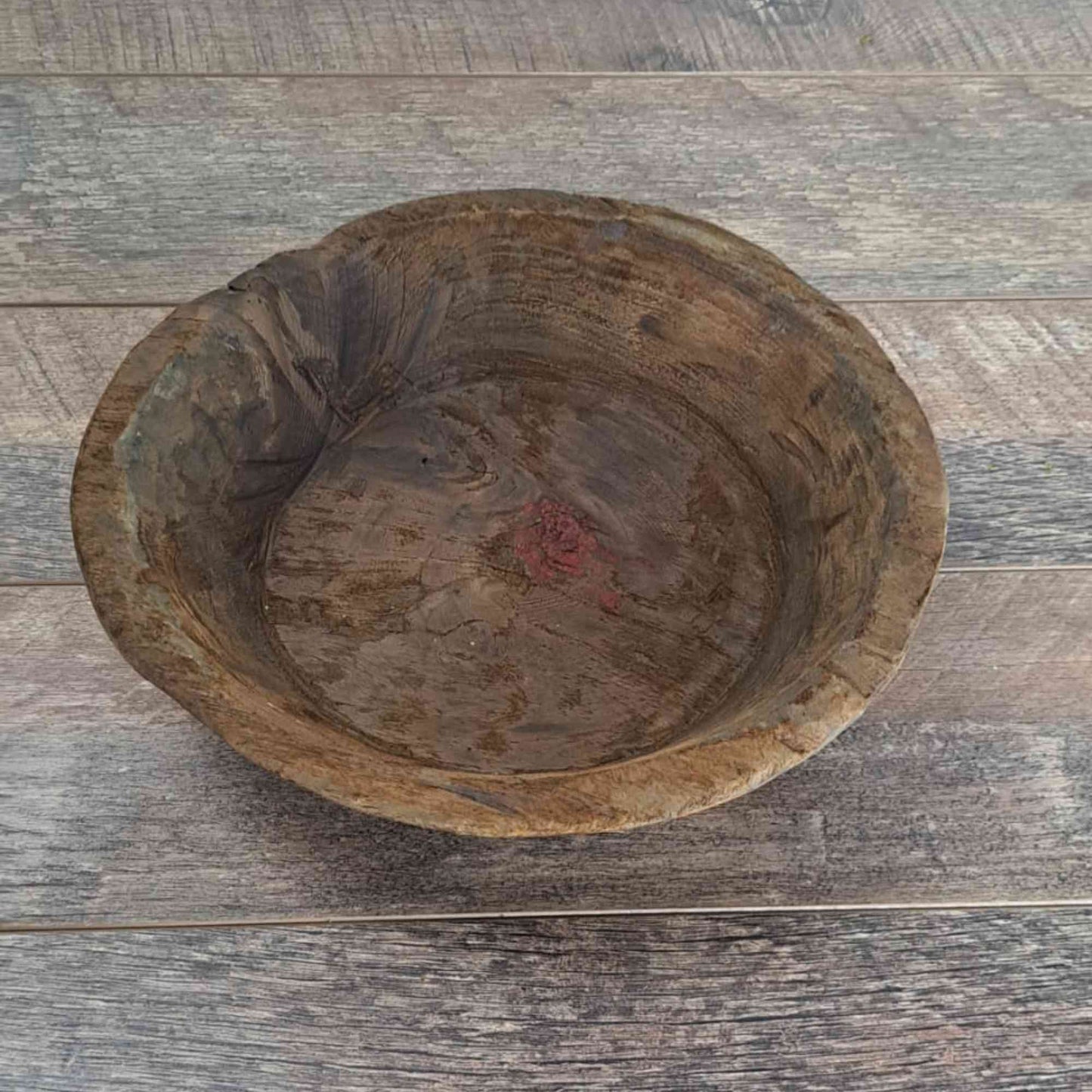 Vintage Artisan Handcarved Wooden Bowl - Small