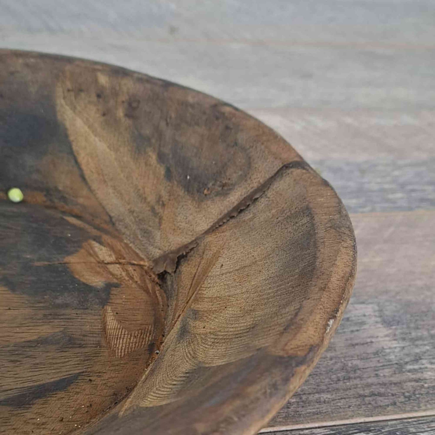 Vintage Artisan Handcarved Wooden Bowl - Small