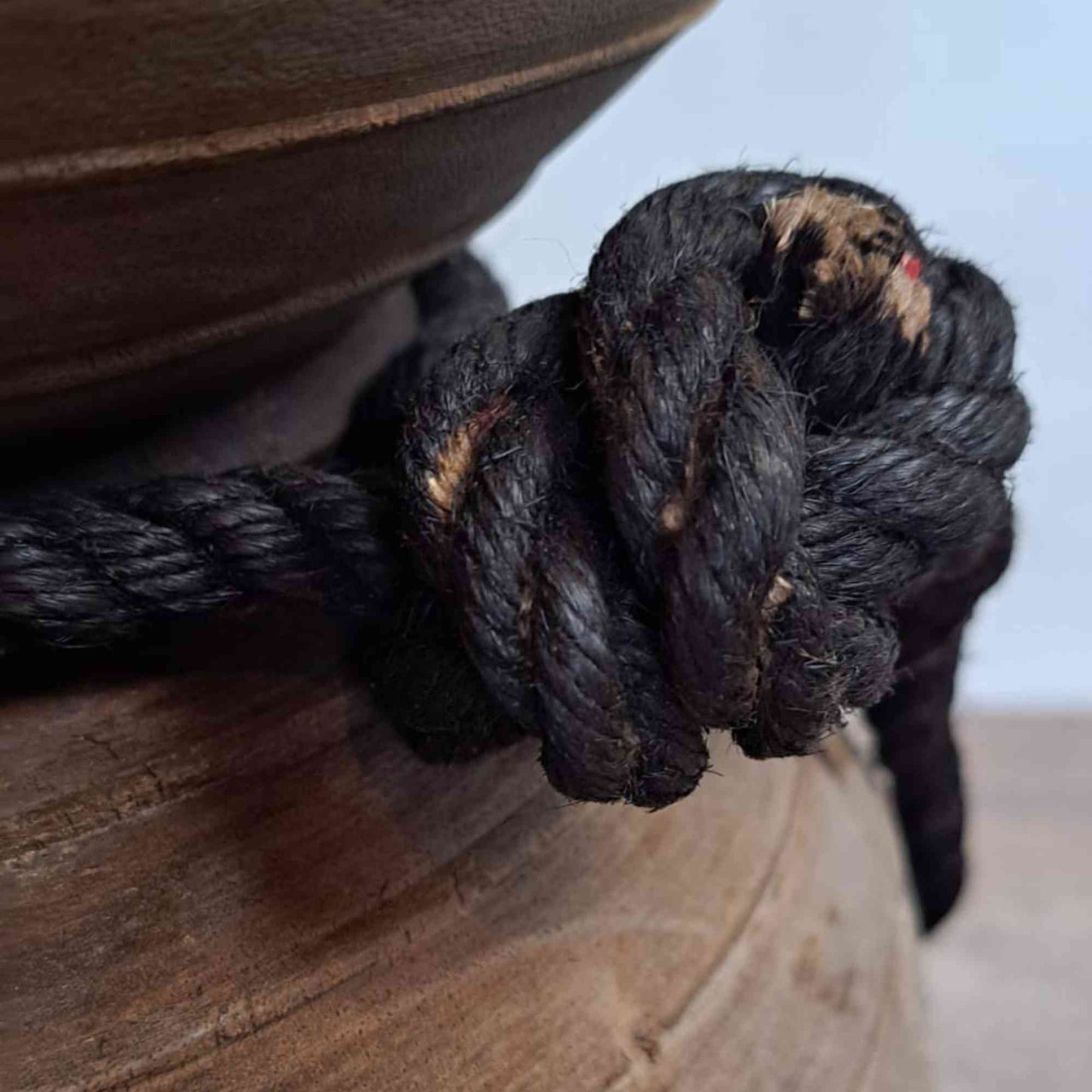 Huge XXL Antique Wooden Himachal Pot with Rope