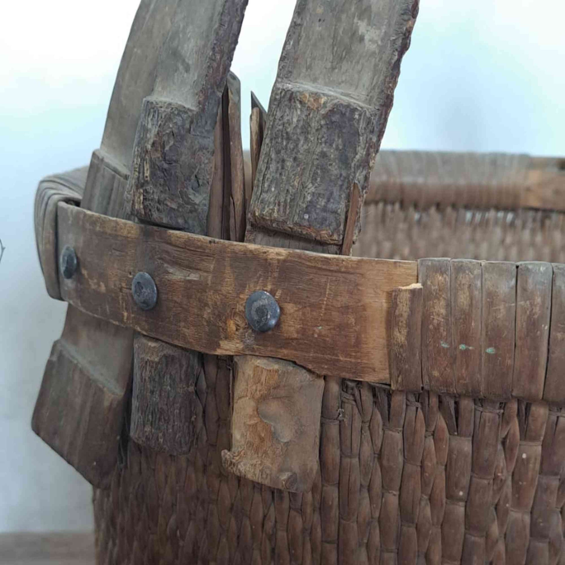 Antique Chinese Reed Grass Basket